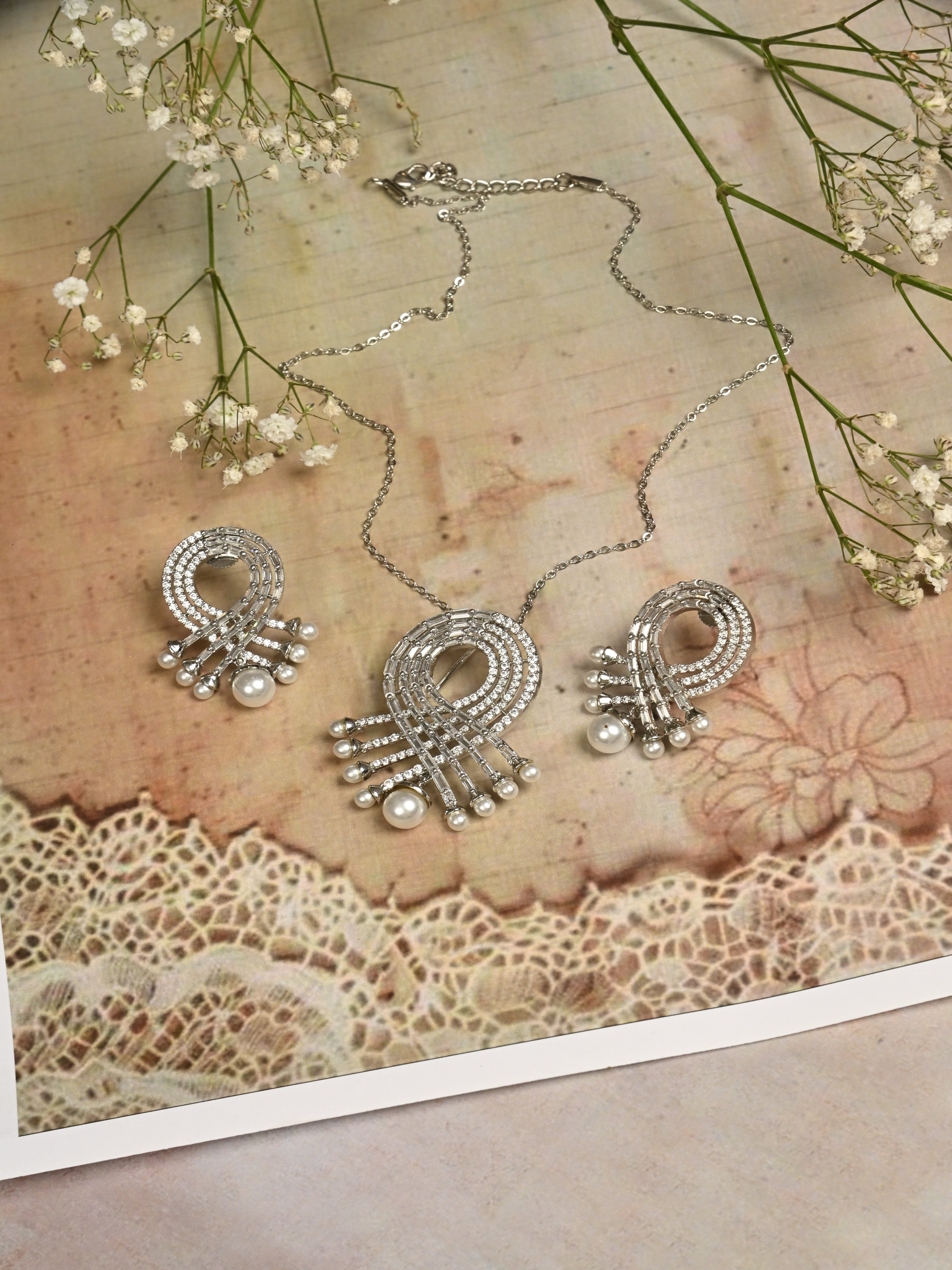 Cross Cz Pendant Set