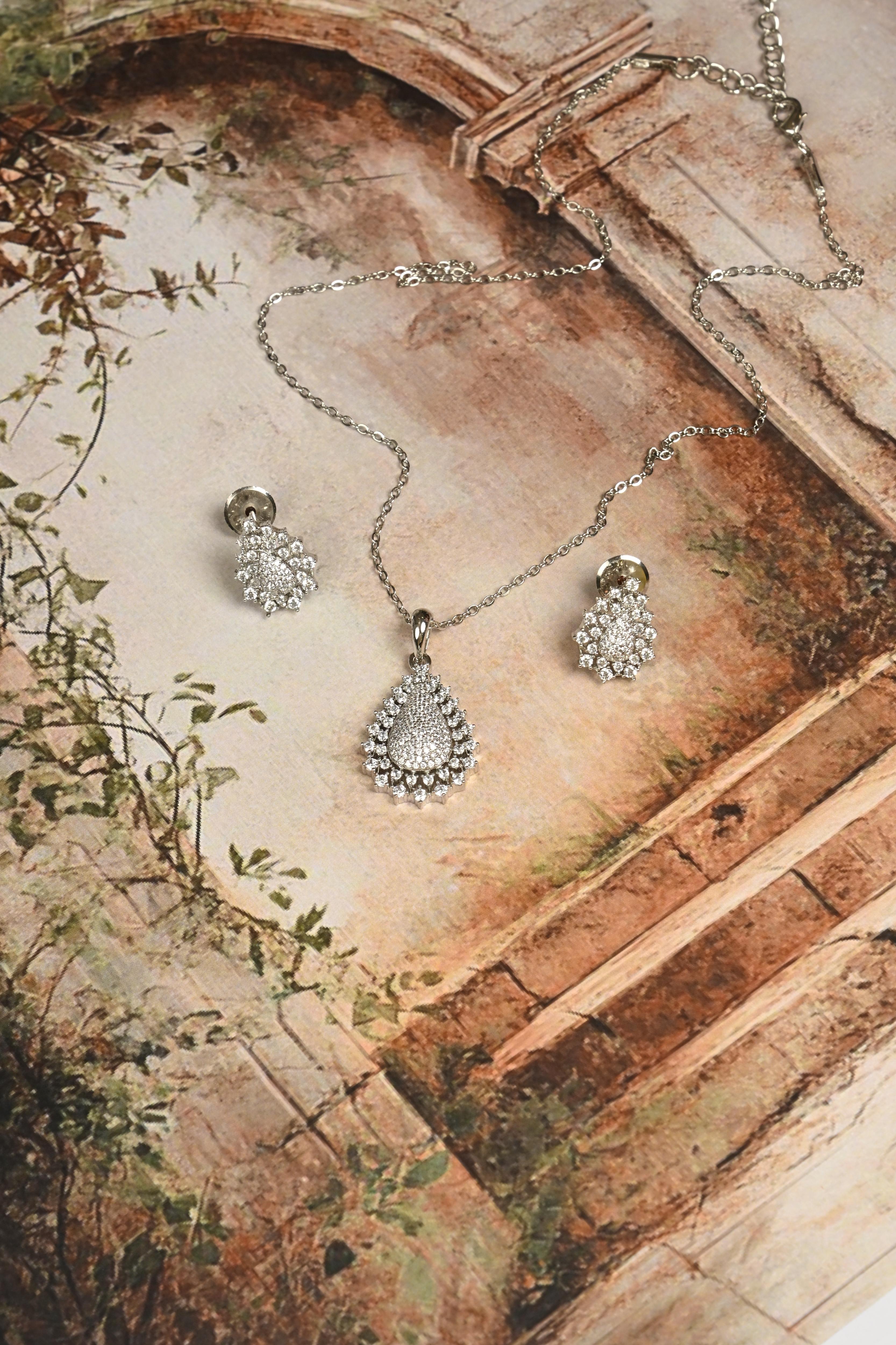 Drop Shape CZ Pendant Set