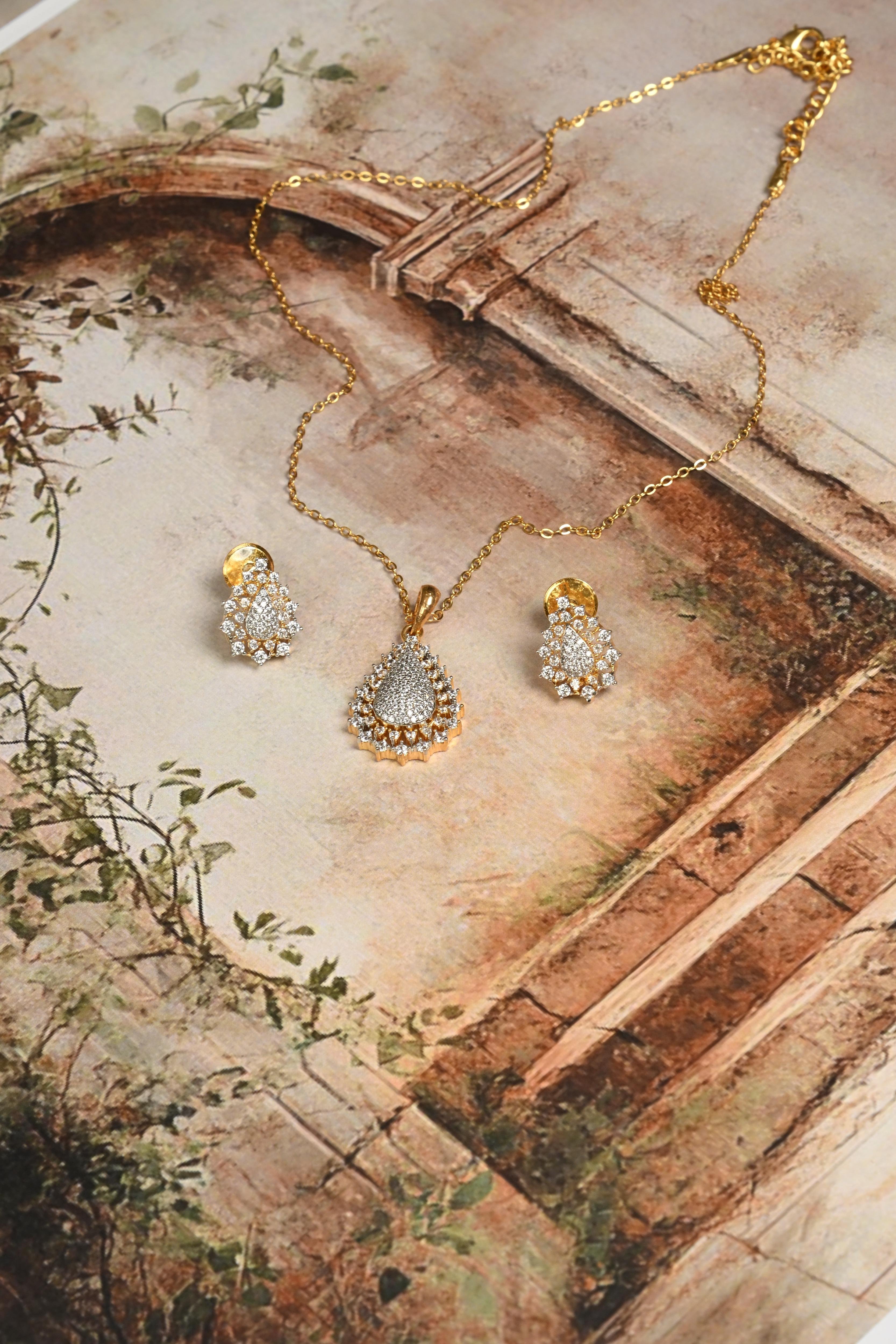 Drop Shape CZ Pendant Set