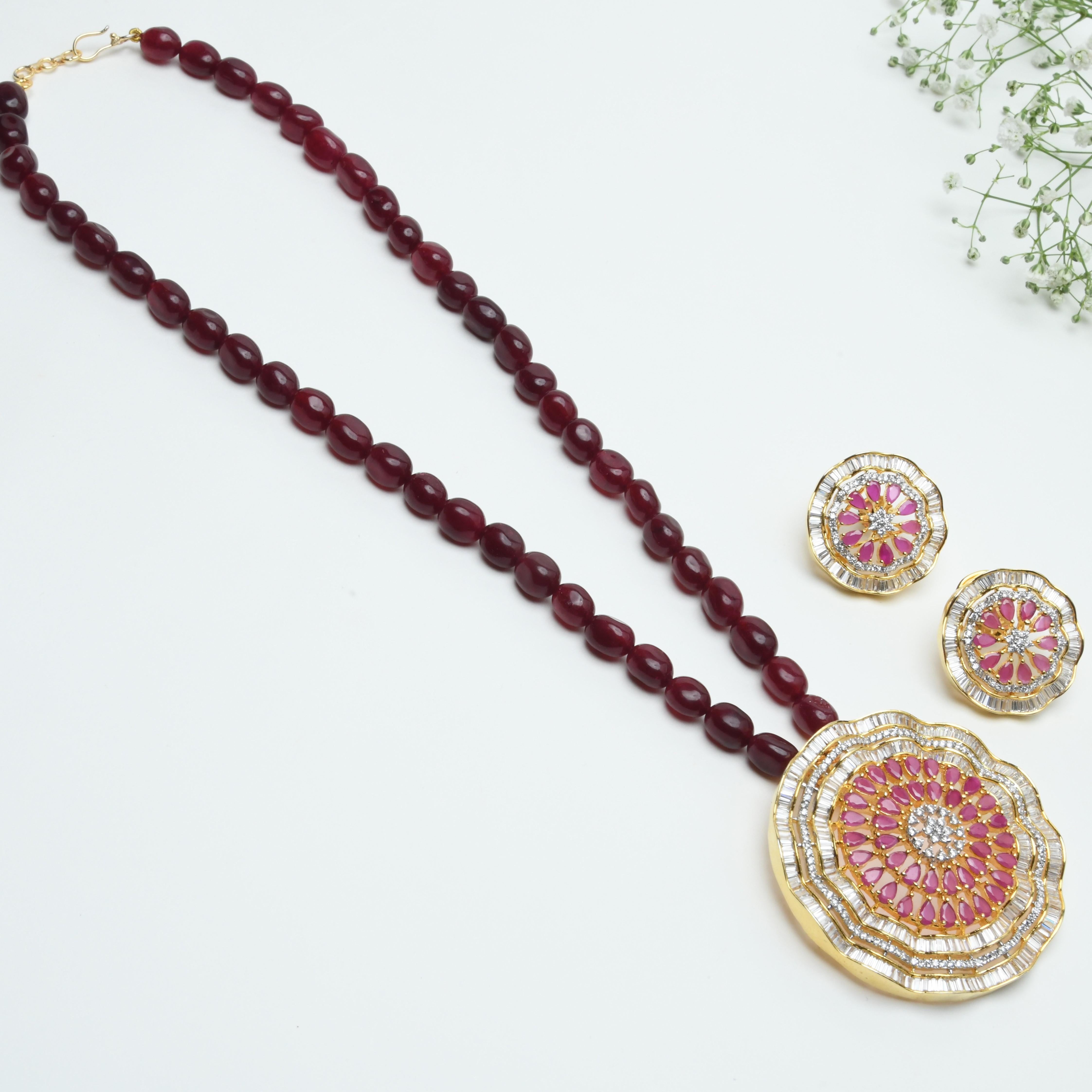 Ruby CZ Stone Necklace