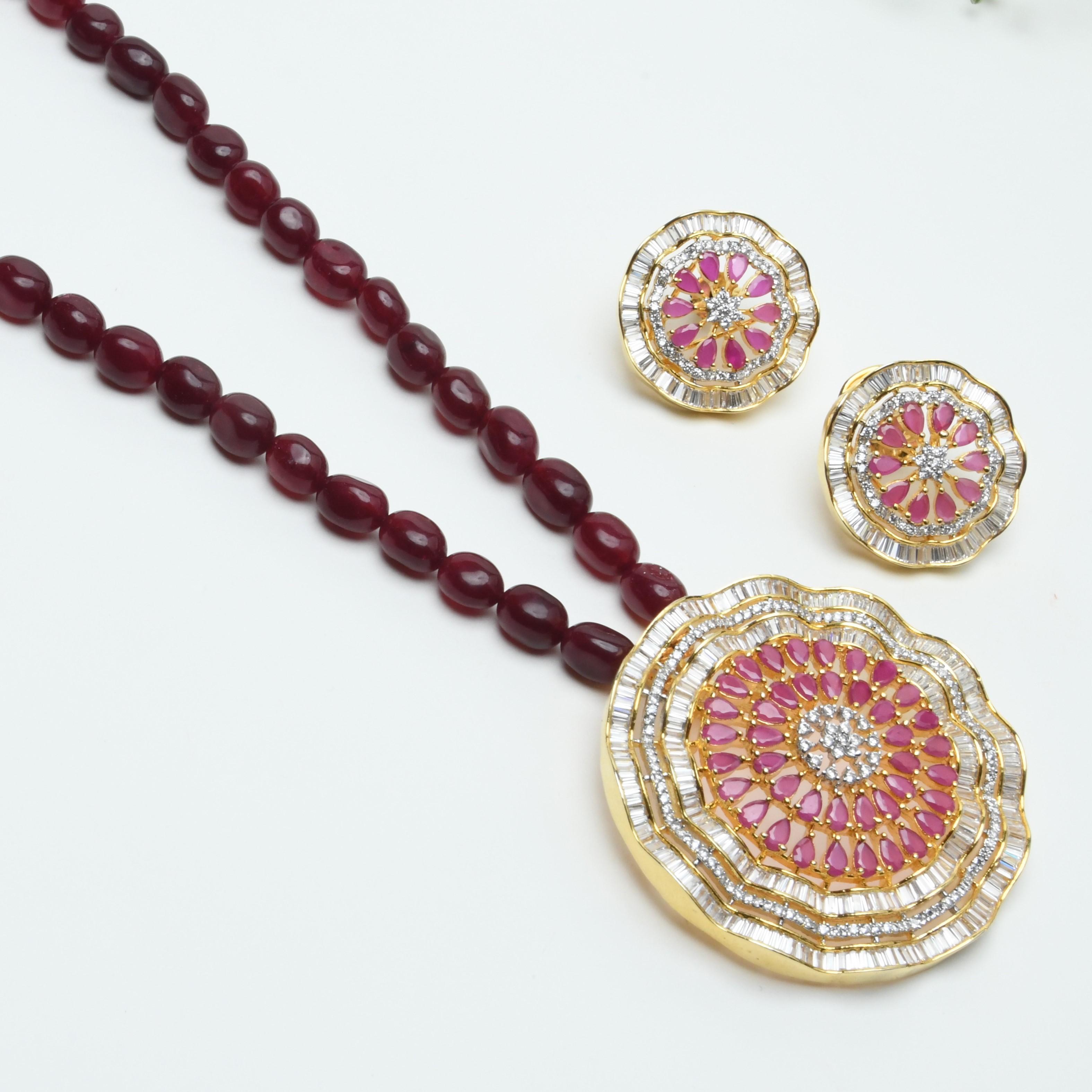 Ruby CZ Stone Necklace