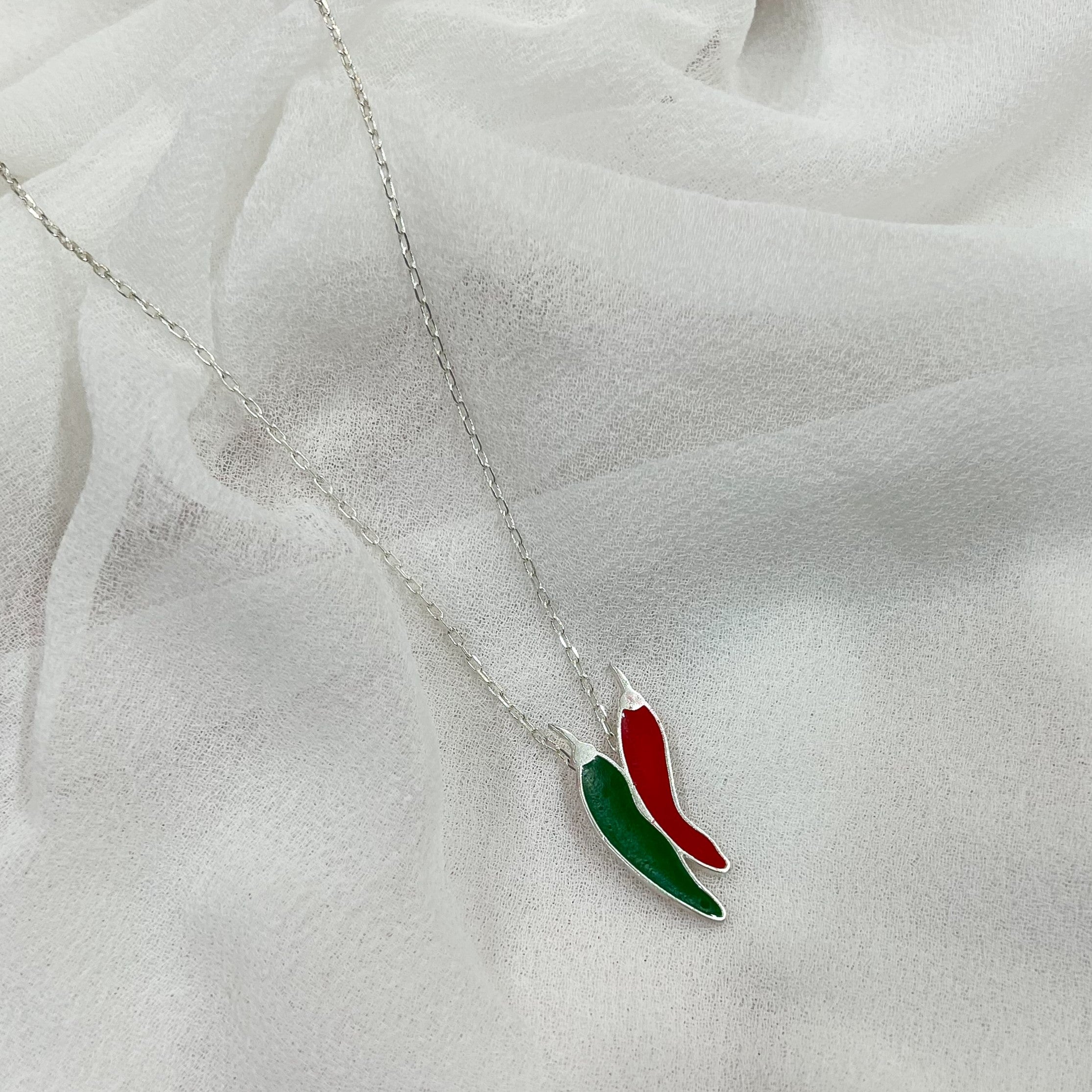 Red-Green Chilli Spice Pendant Necklace