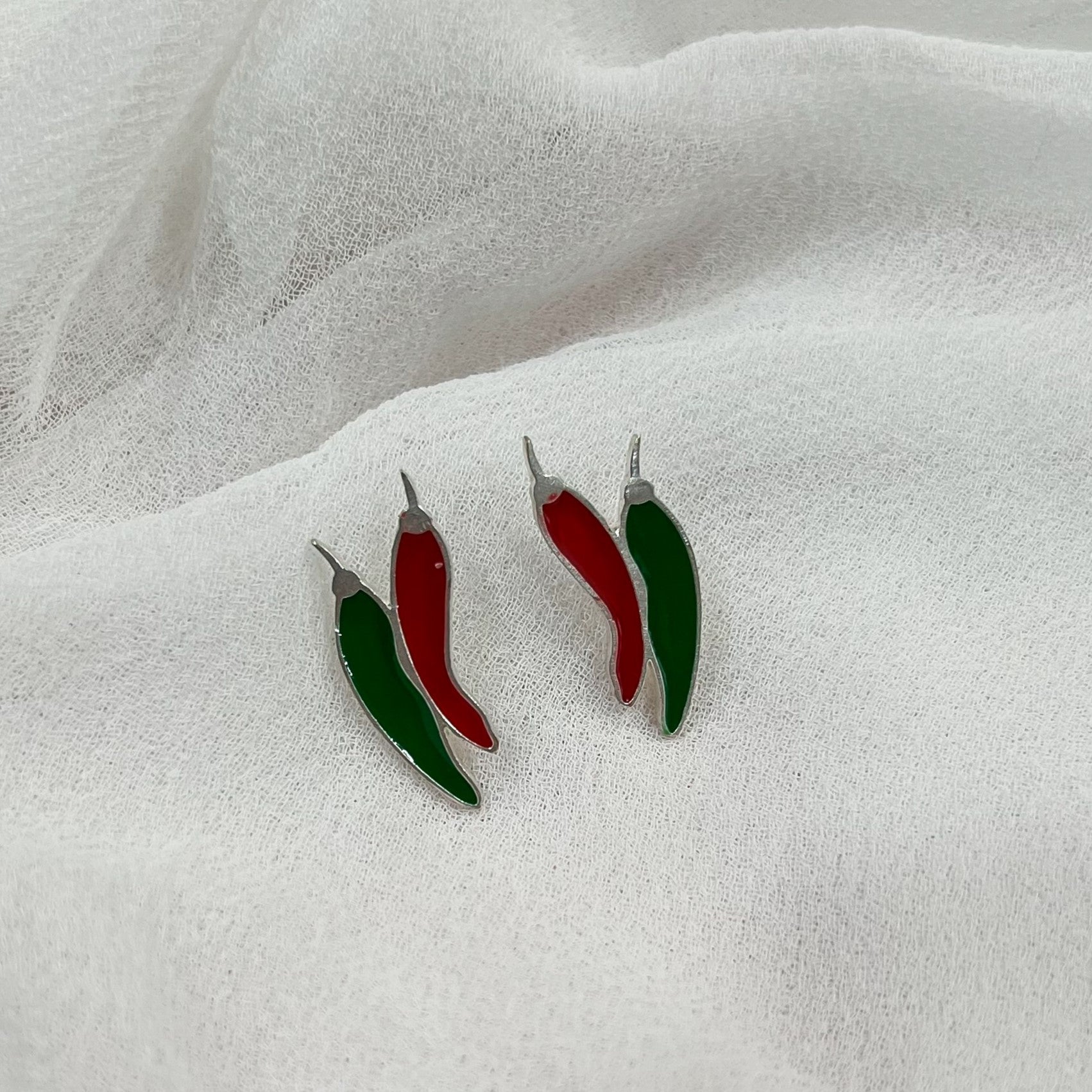 Red-Green Chilli Spice Earrings