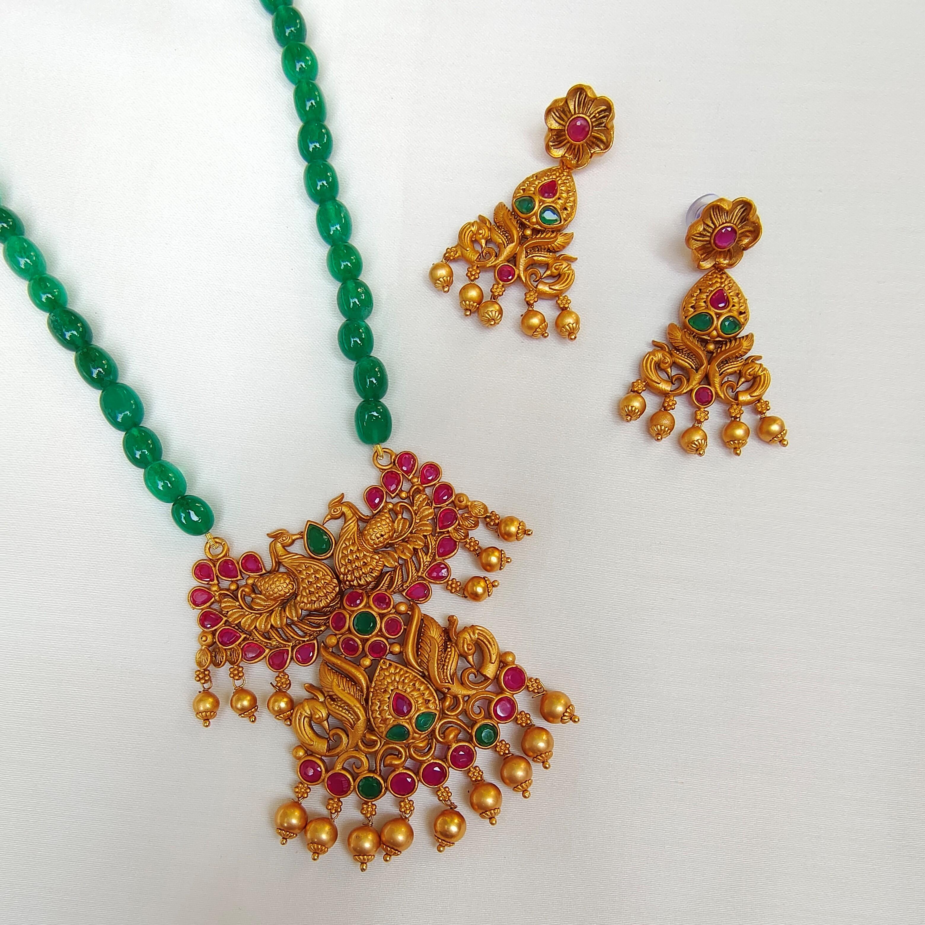 Mayuri Beaded Temple Necklace Set