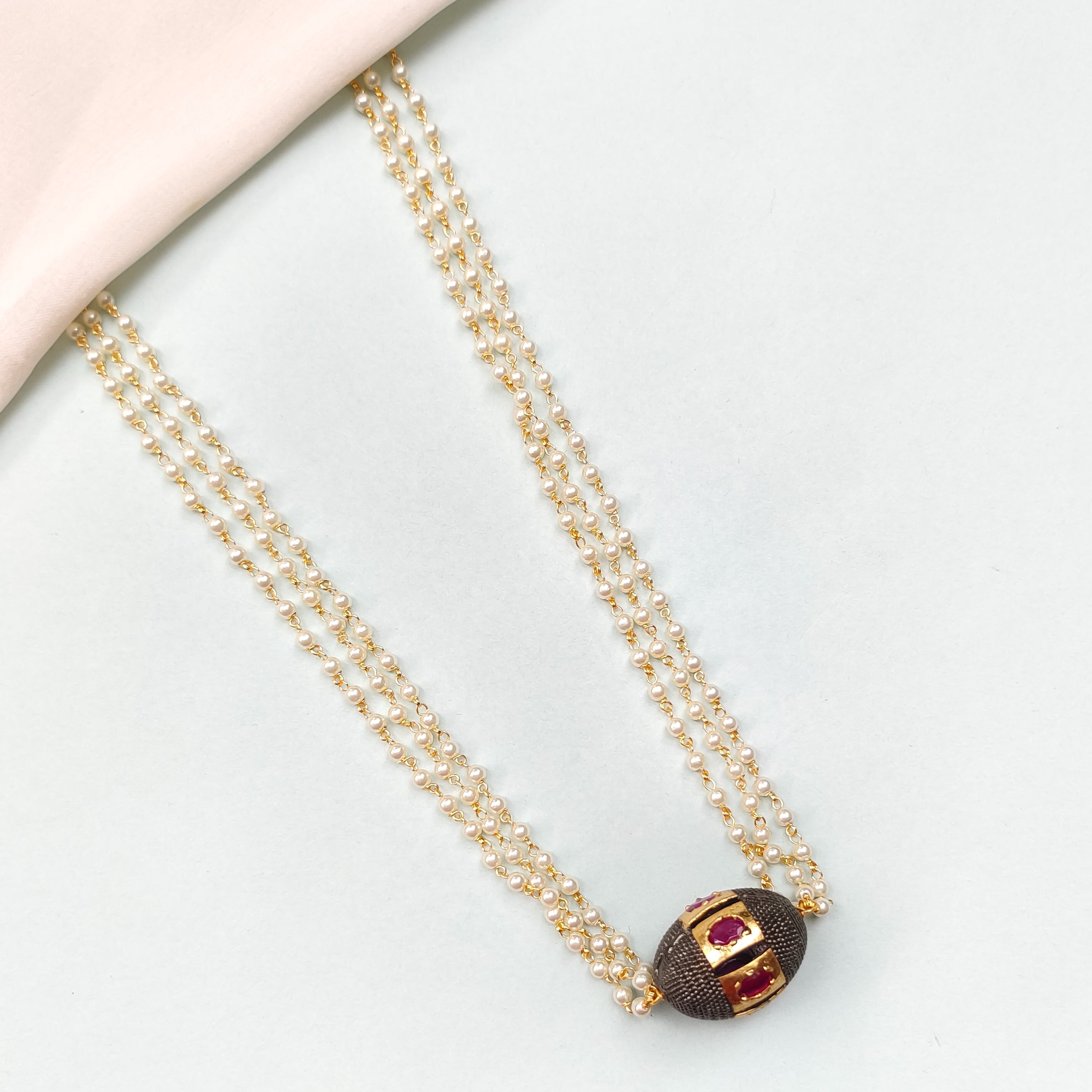 Mira Beaded Jadau Pearl Necklace