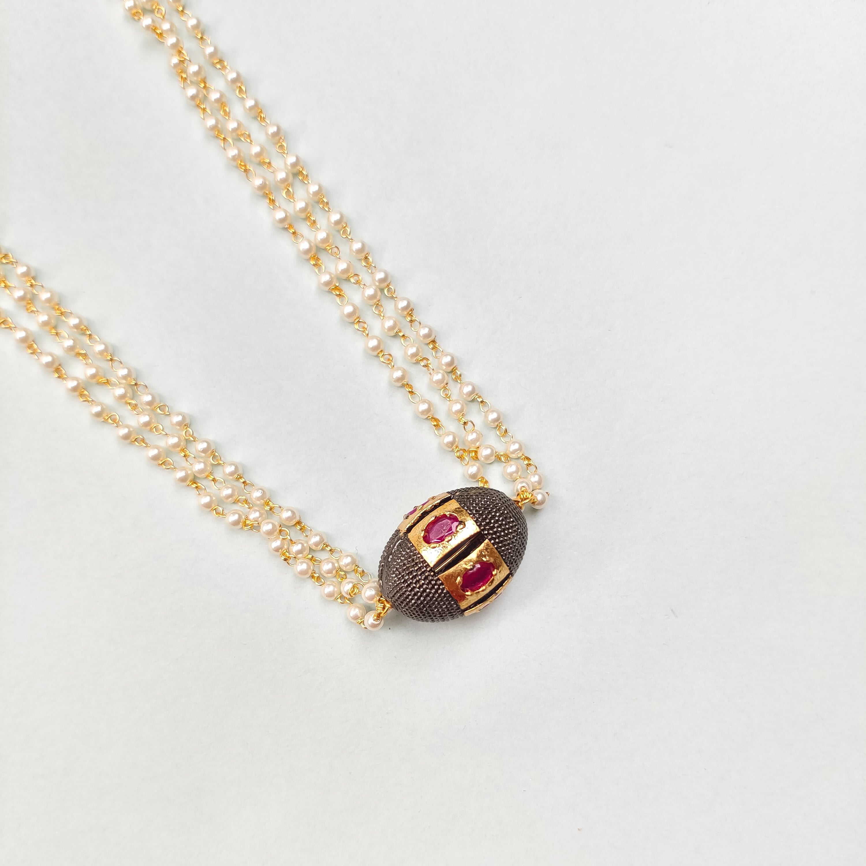Mira Beaded Jadau Pearl Necklace