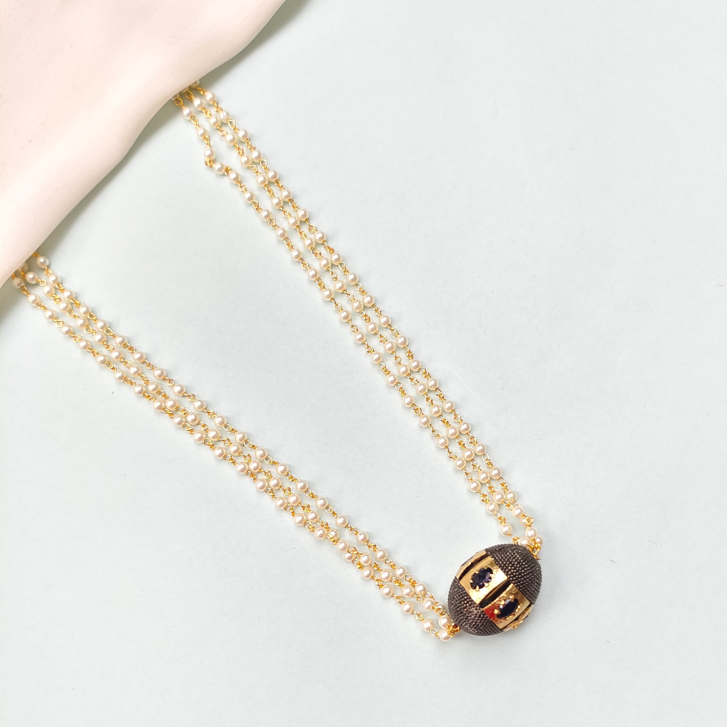 Mira Beaded Jadau Pearl Necklace