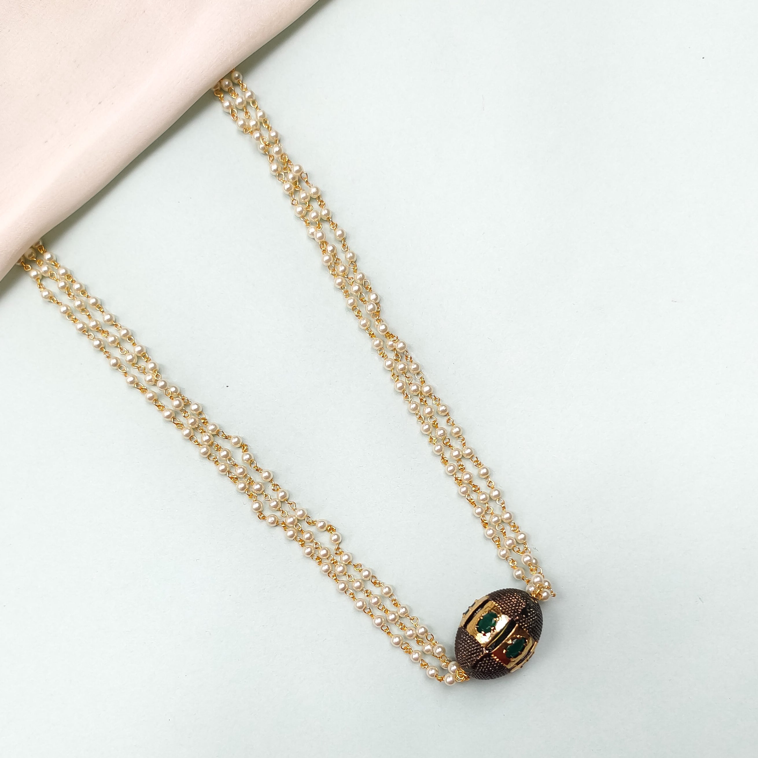 Mira Beaded Jadau Pearl Necklace