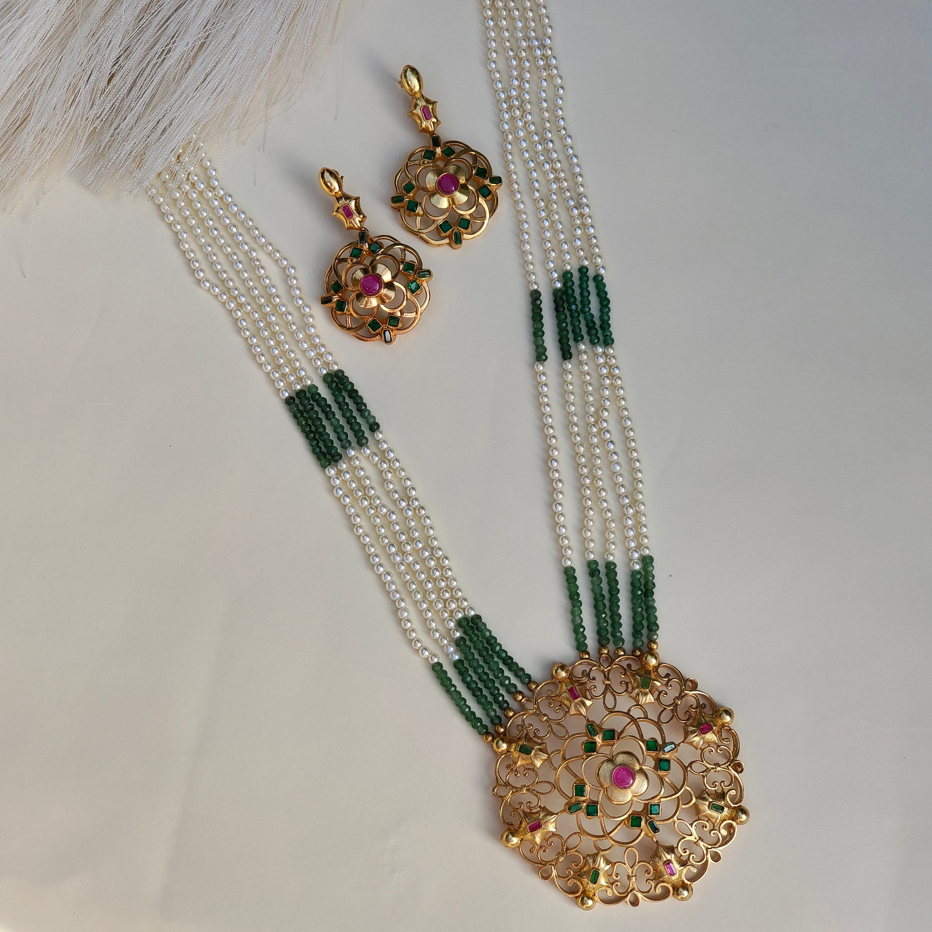 Damini Pure Silver with Pearl Strings Necklace