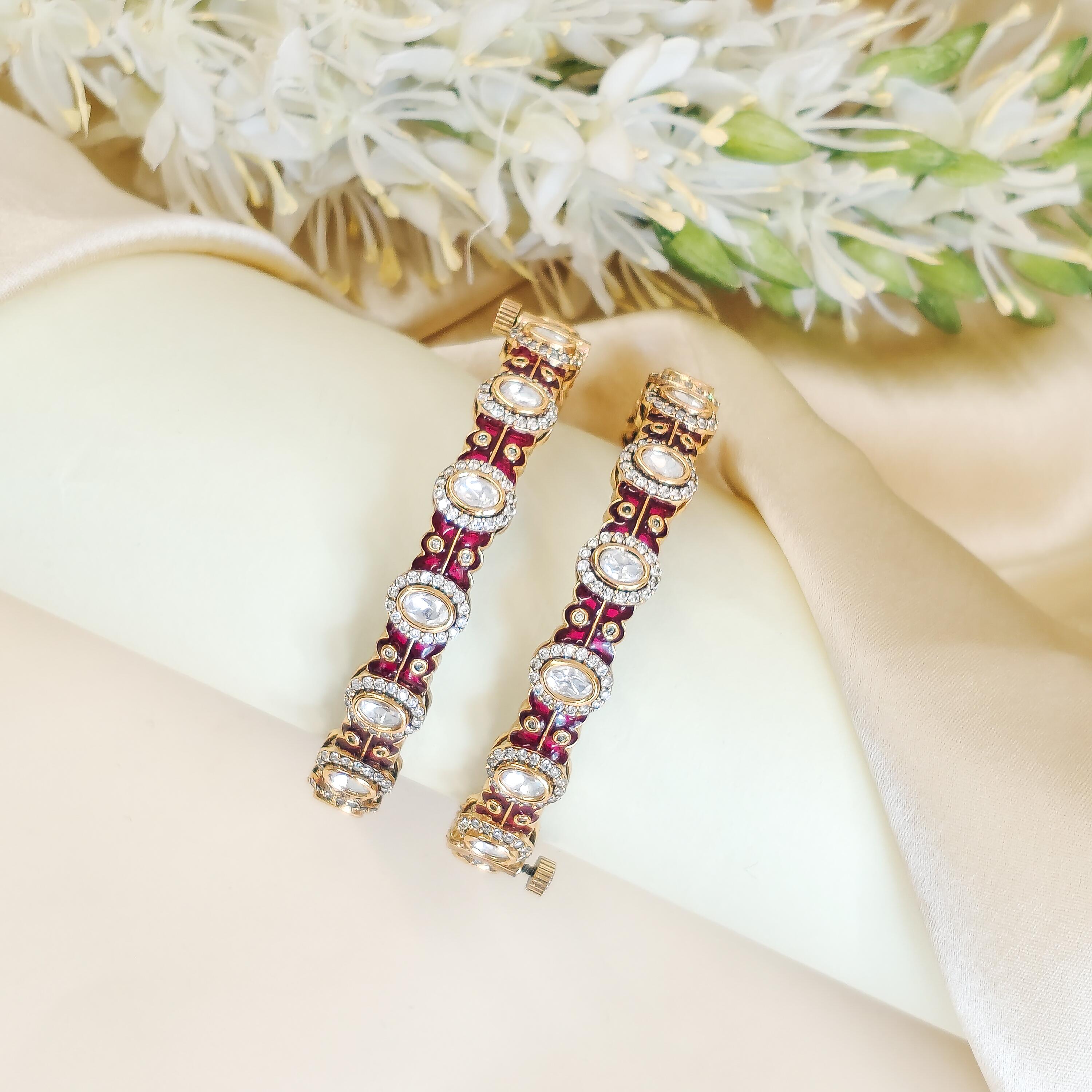 Oval Shape Kundan Stone Bangles