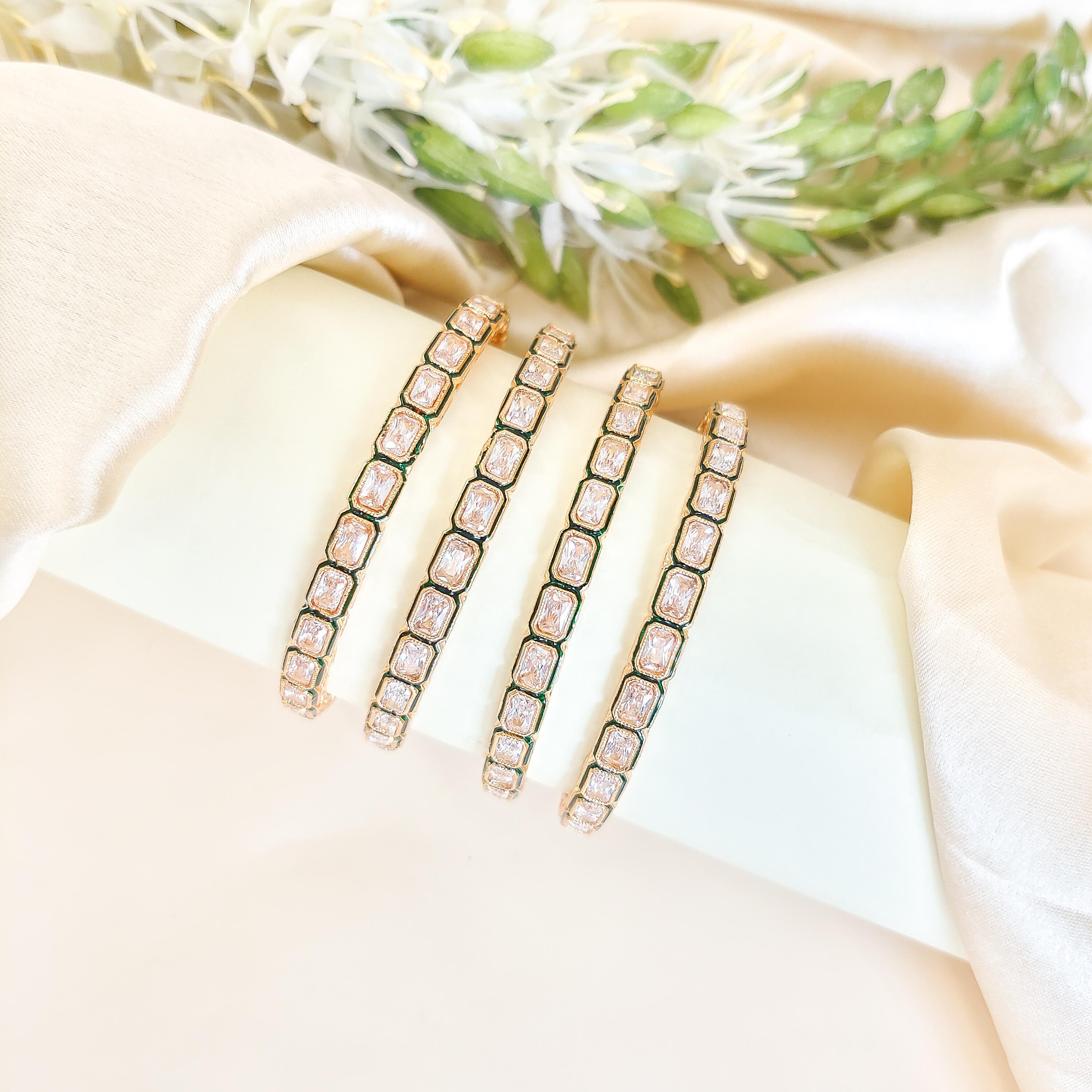Square Shape Kundan Bangles
