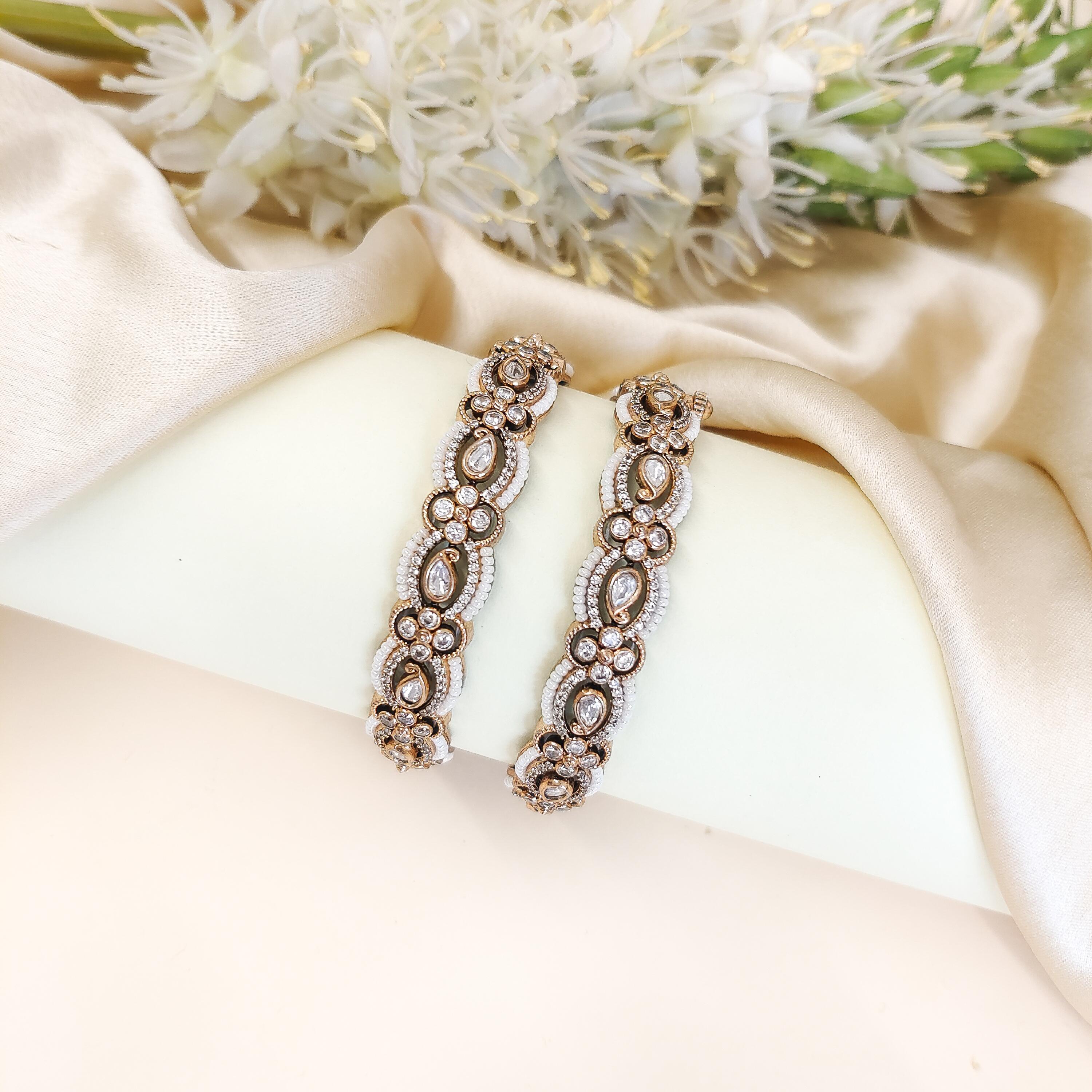 Droplet Kundan Pearl Bangles