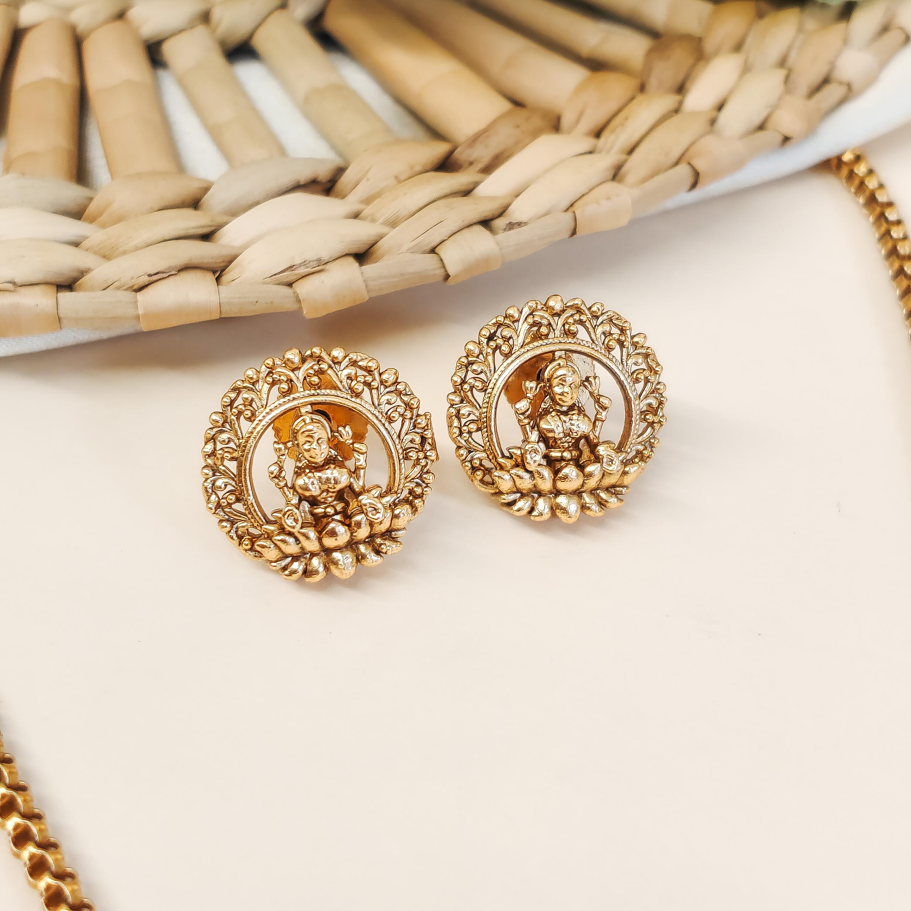 Lotus Lakshmi Temple Pendant Set
