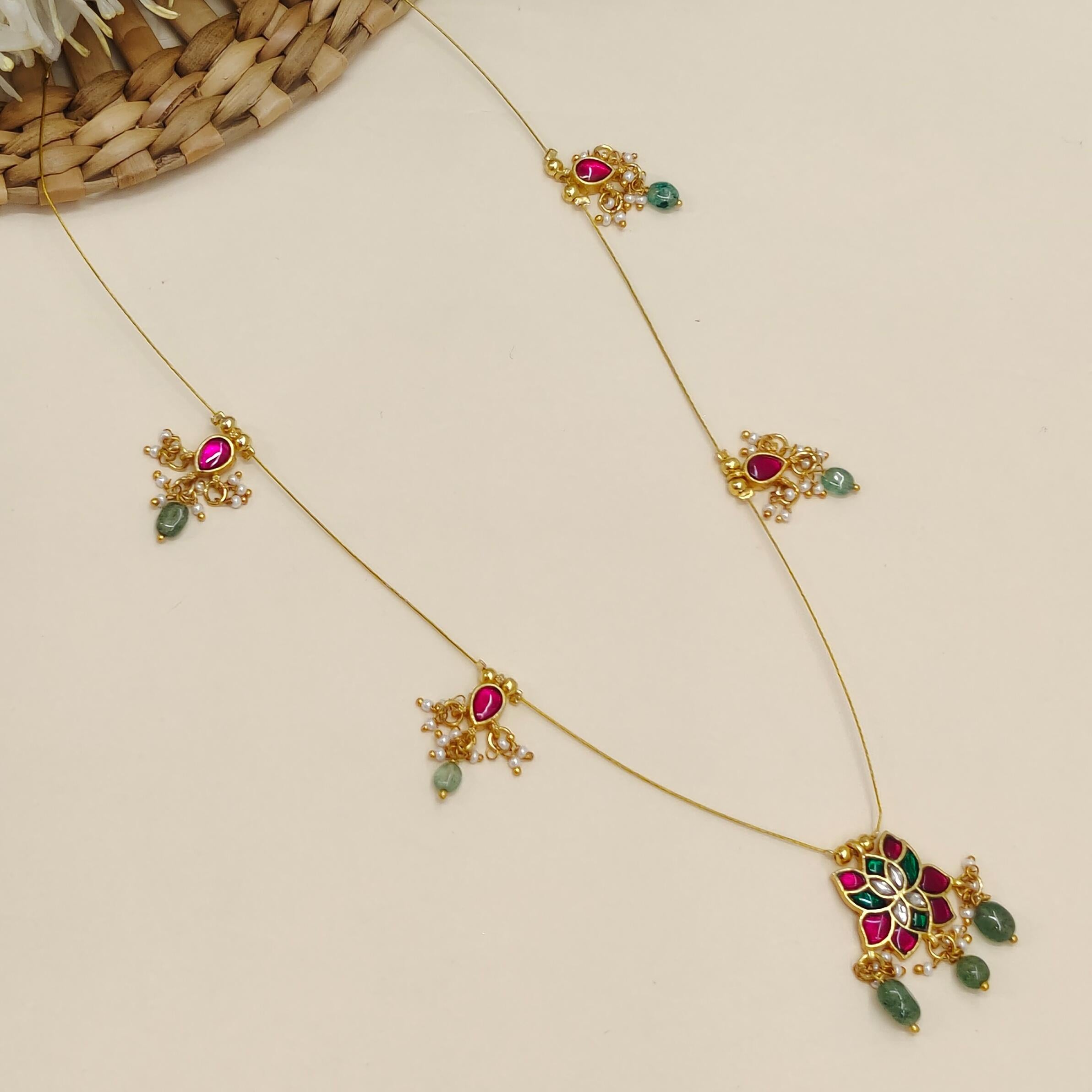 Lotus Invisible Jadau Necklace