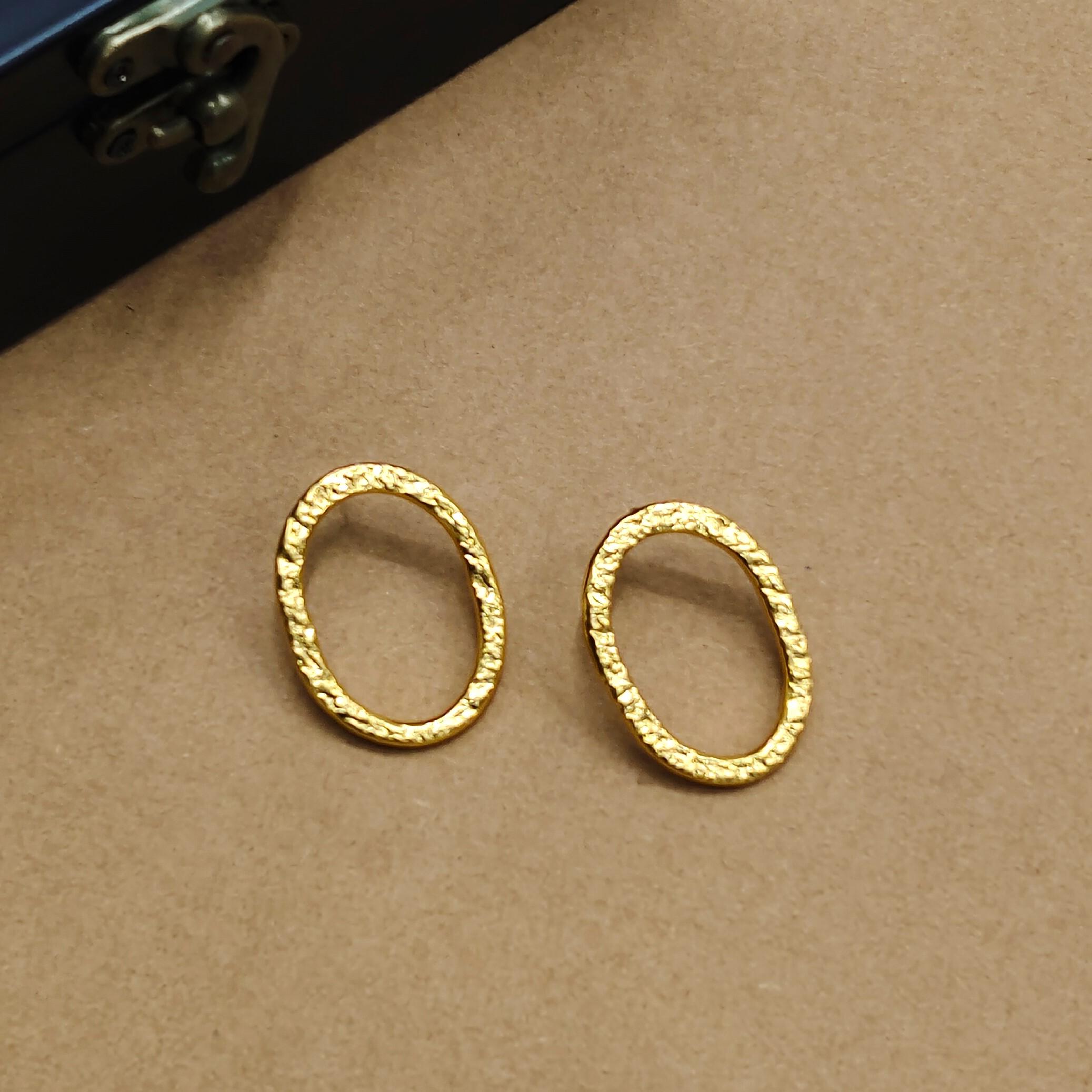 Hammered Ellipse Earring