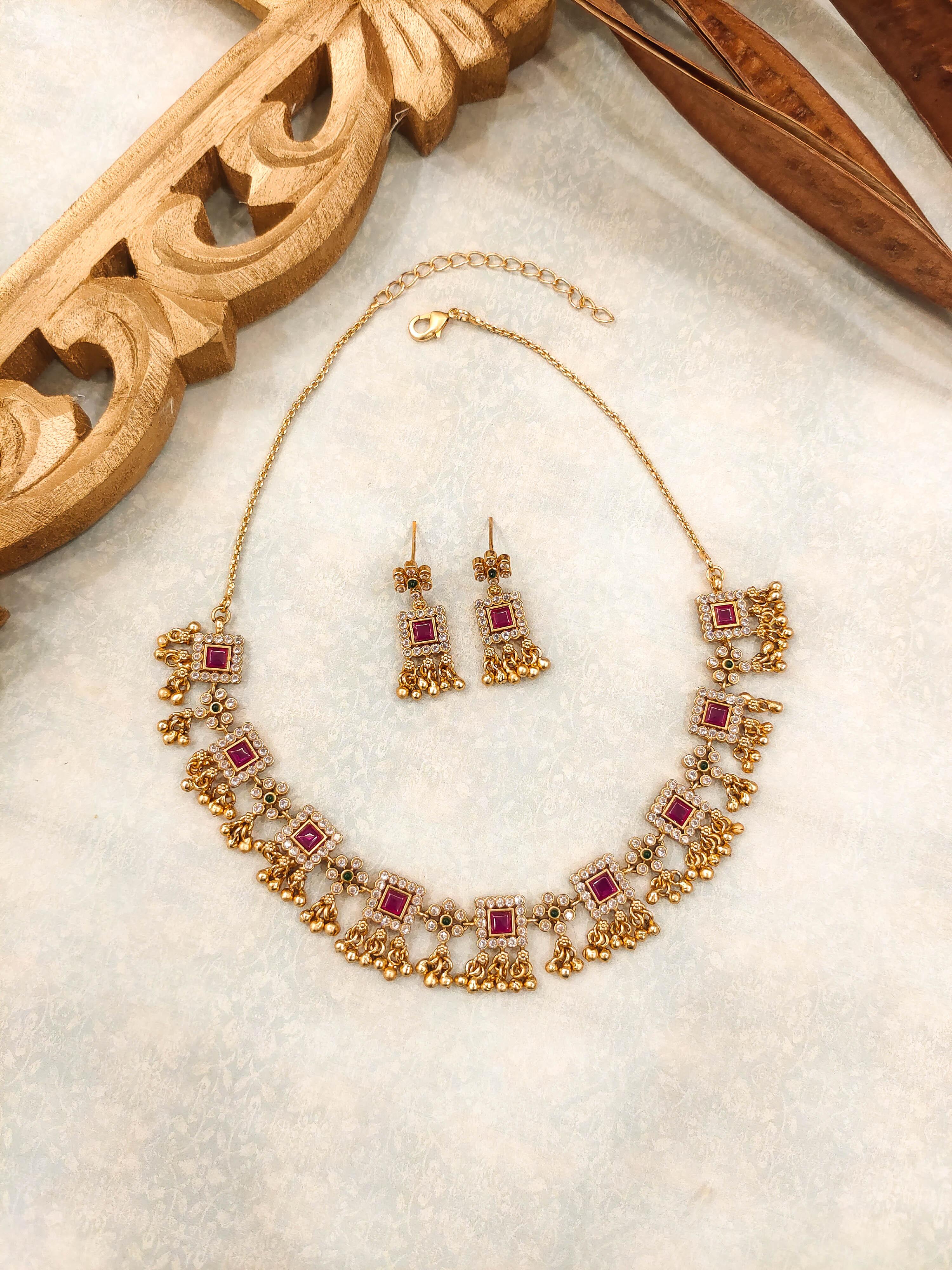 Dainty Sqaure Temple Necklace