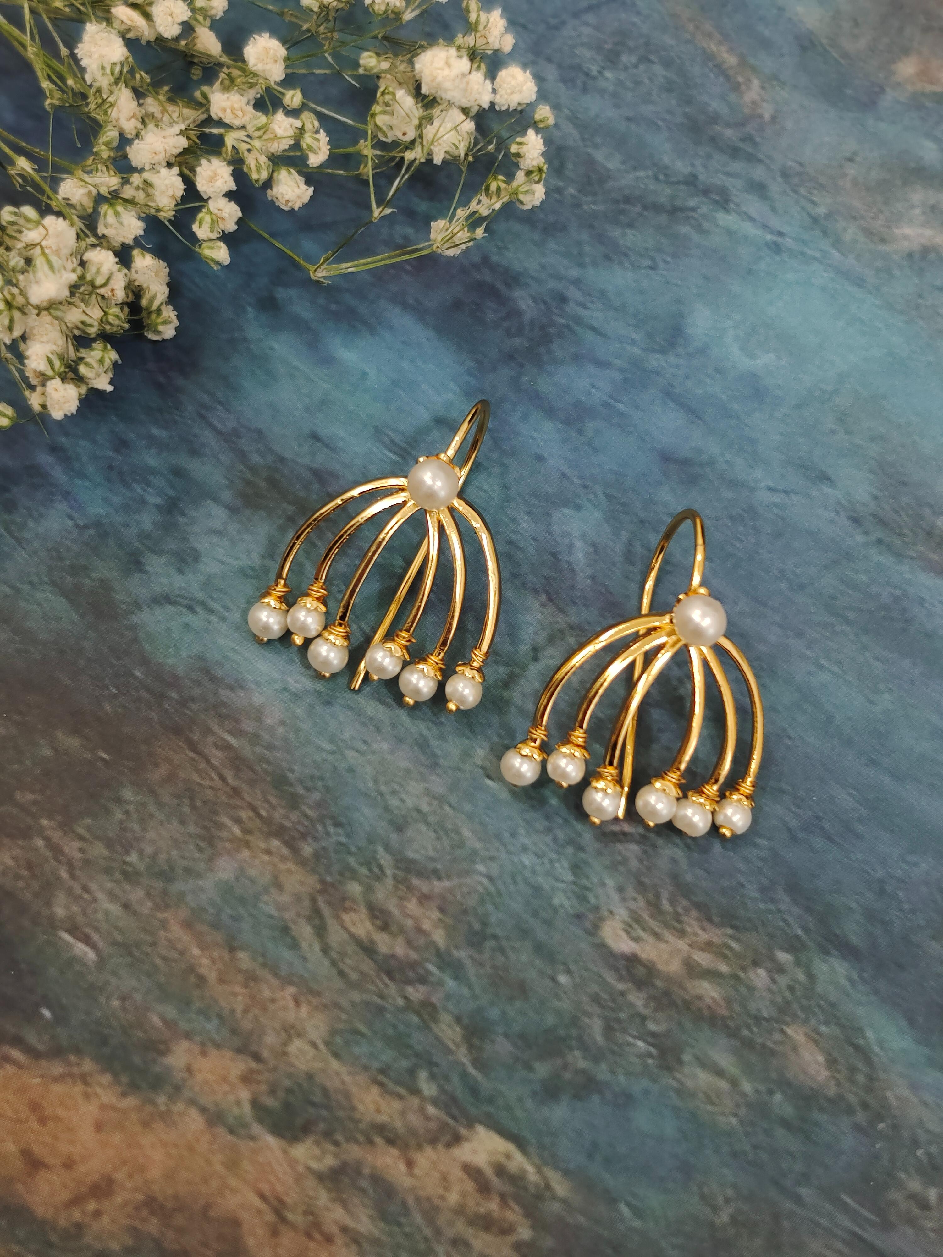 Lotus Pearl Dangler Earrings