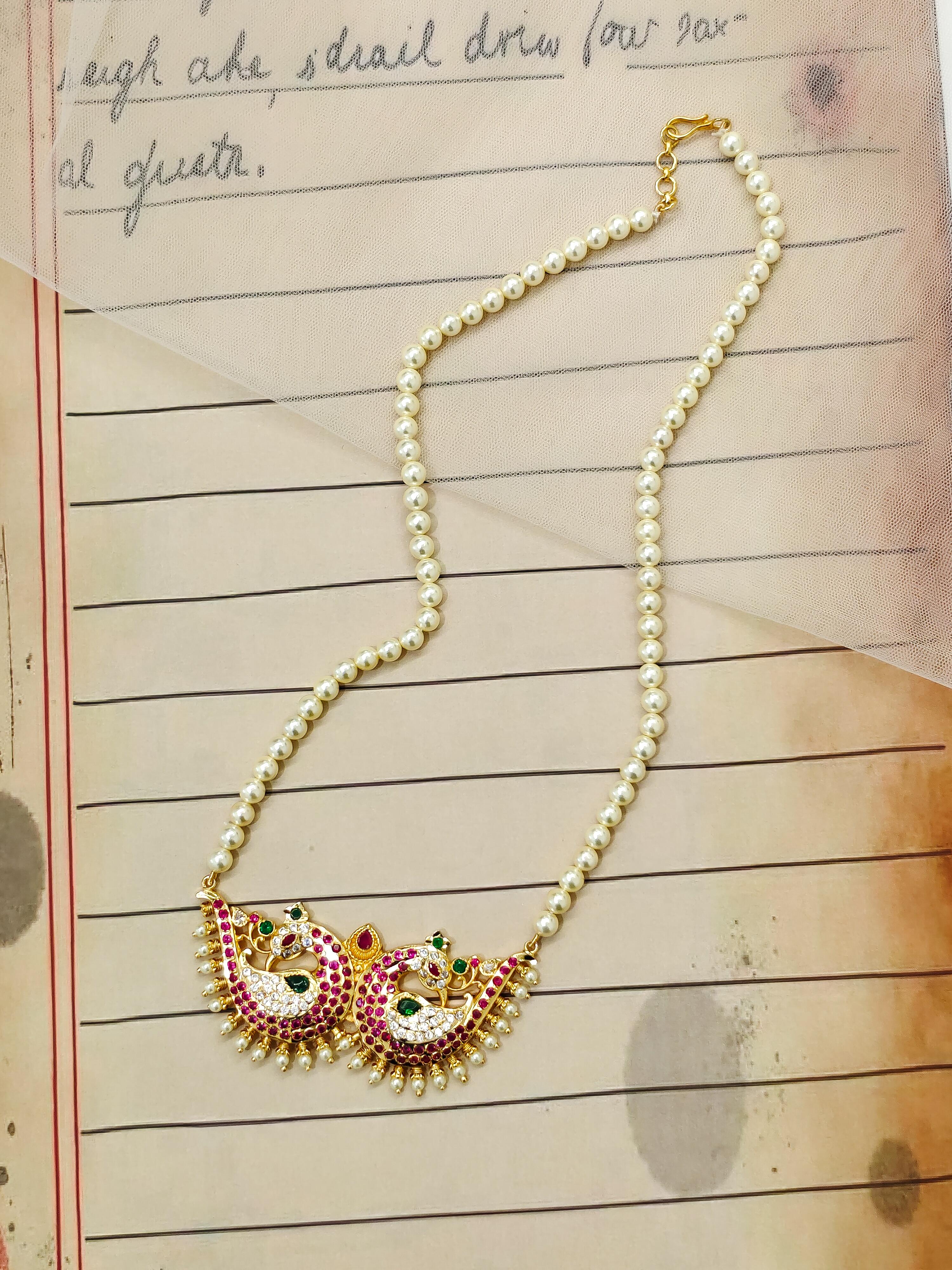 Maharashtrian Pearls Mayurmukhi Necklace