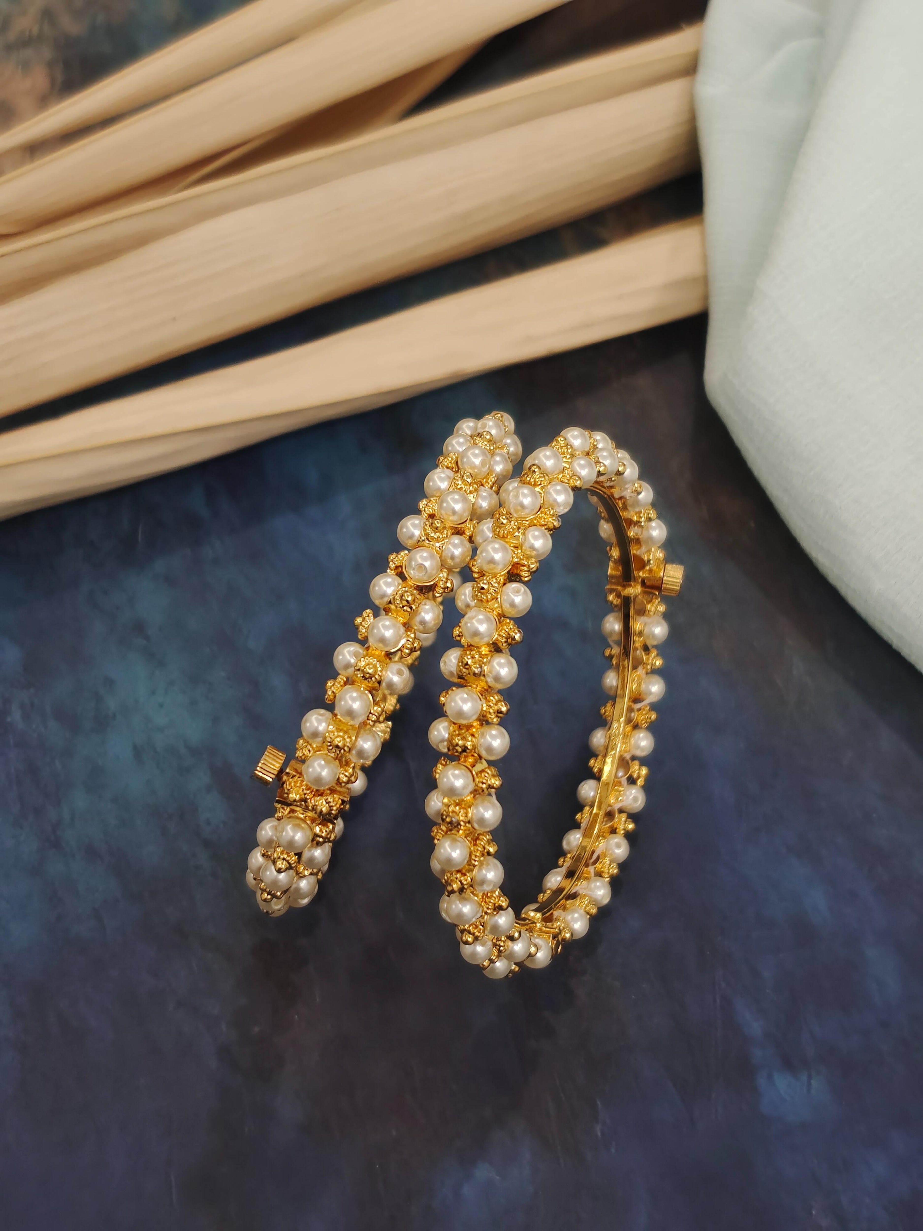 Gold Pearl Bangles