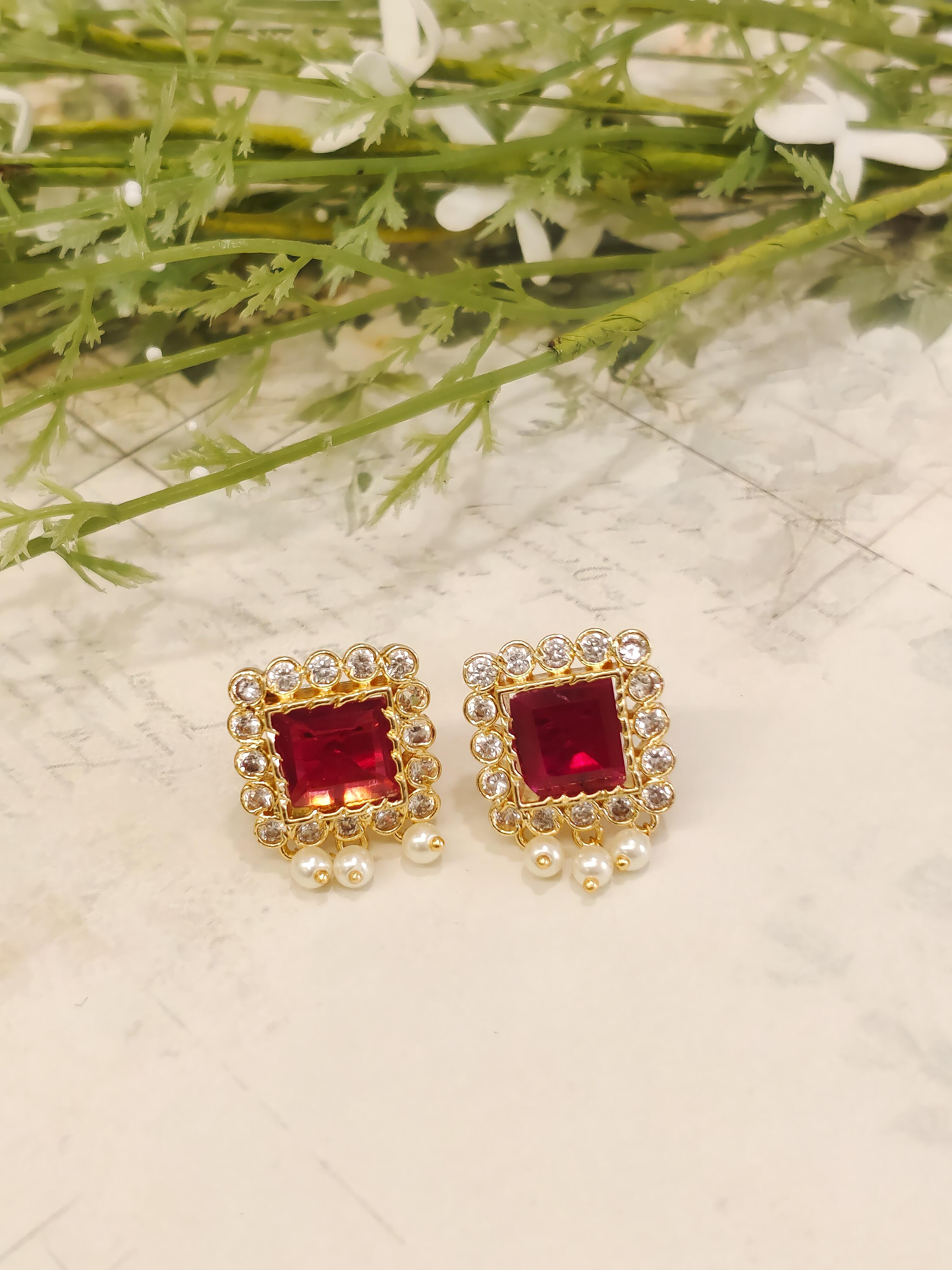 Square Shape Stud Earrings