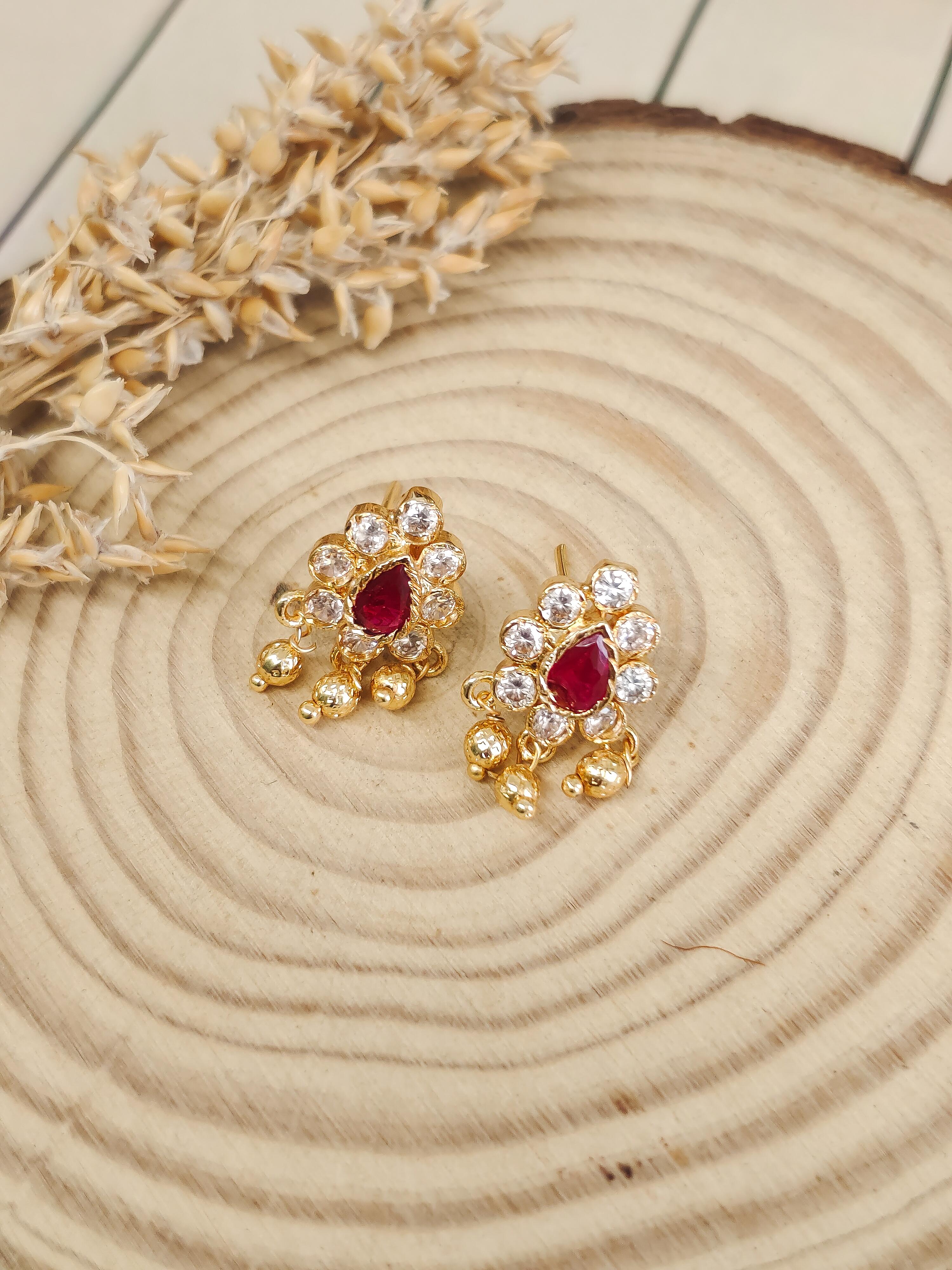 CZ Drop Stud Earrings