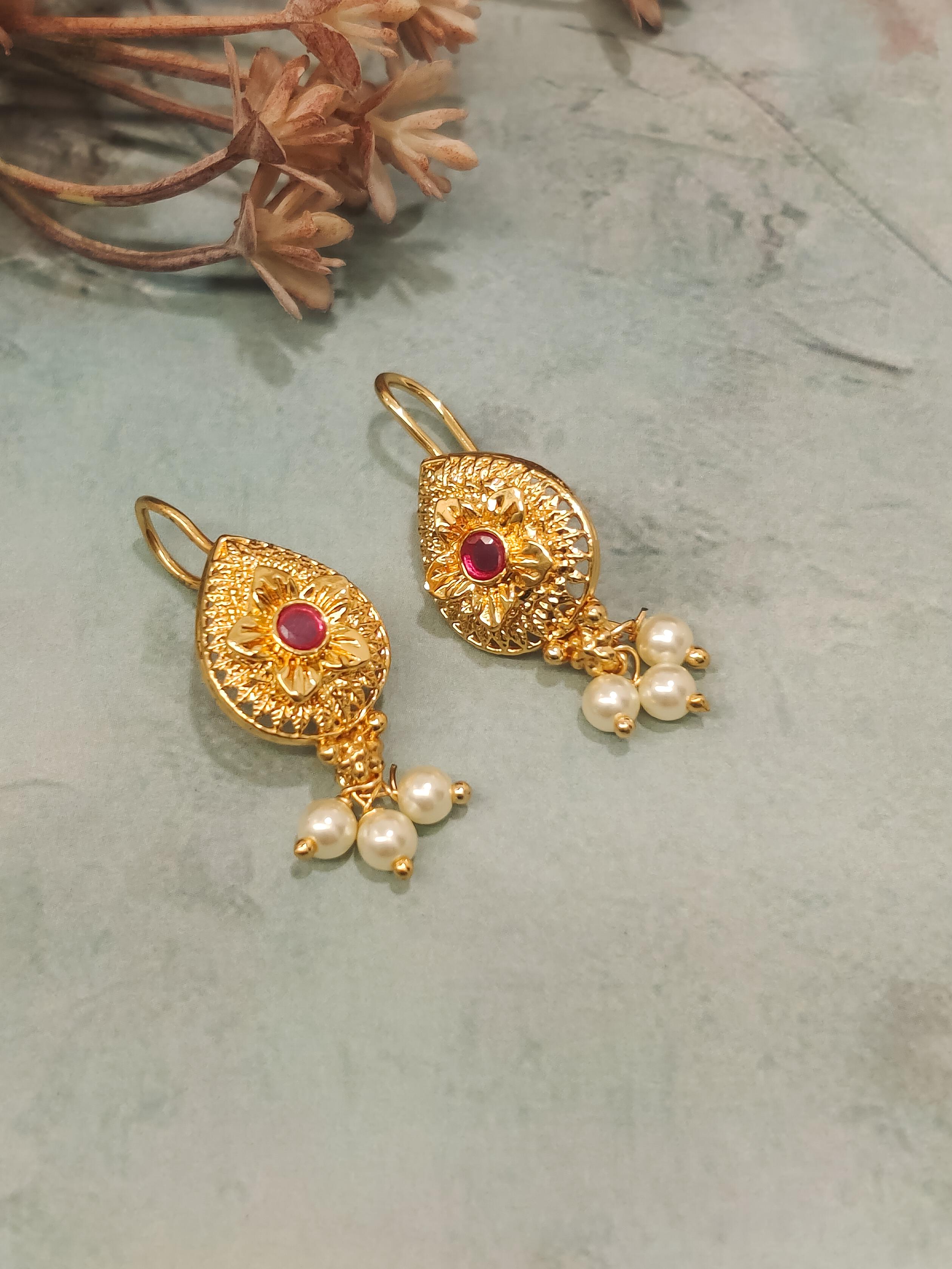 Golden Drop Shape Pearl Bugadi