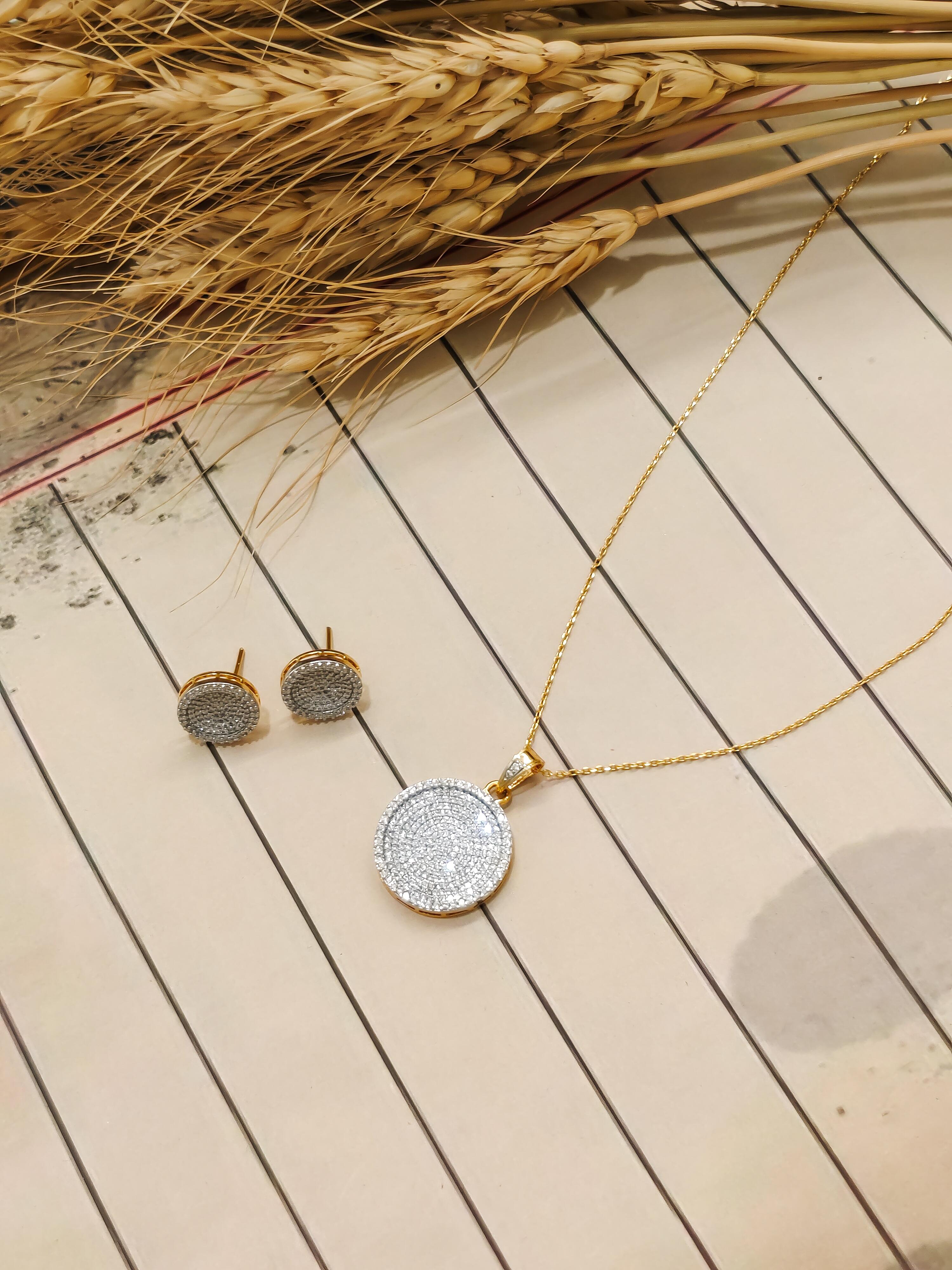 Big Circle CZ Pendant Set