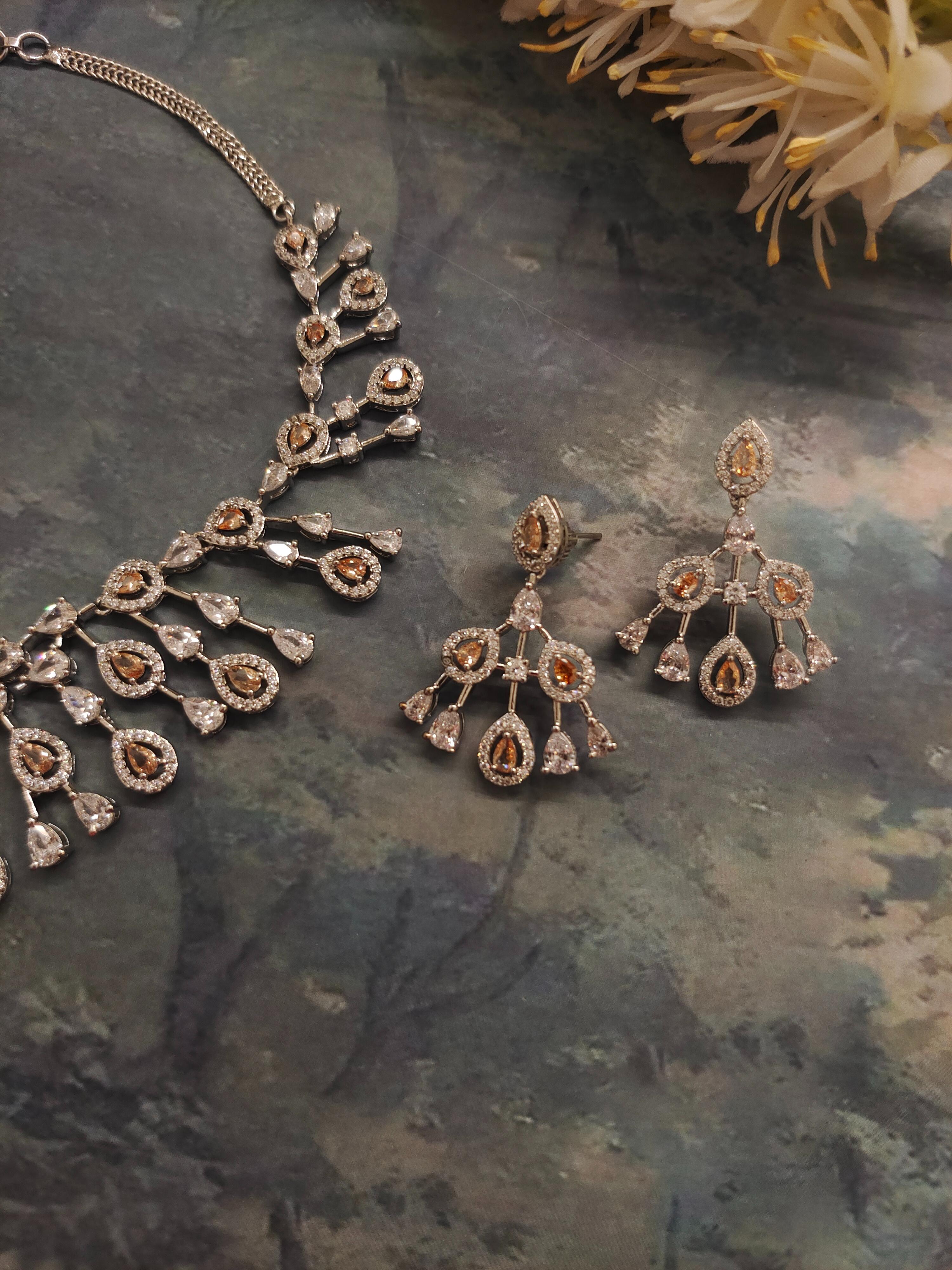 Naira CZ Diamond Necklace Set