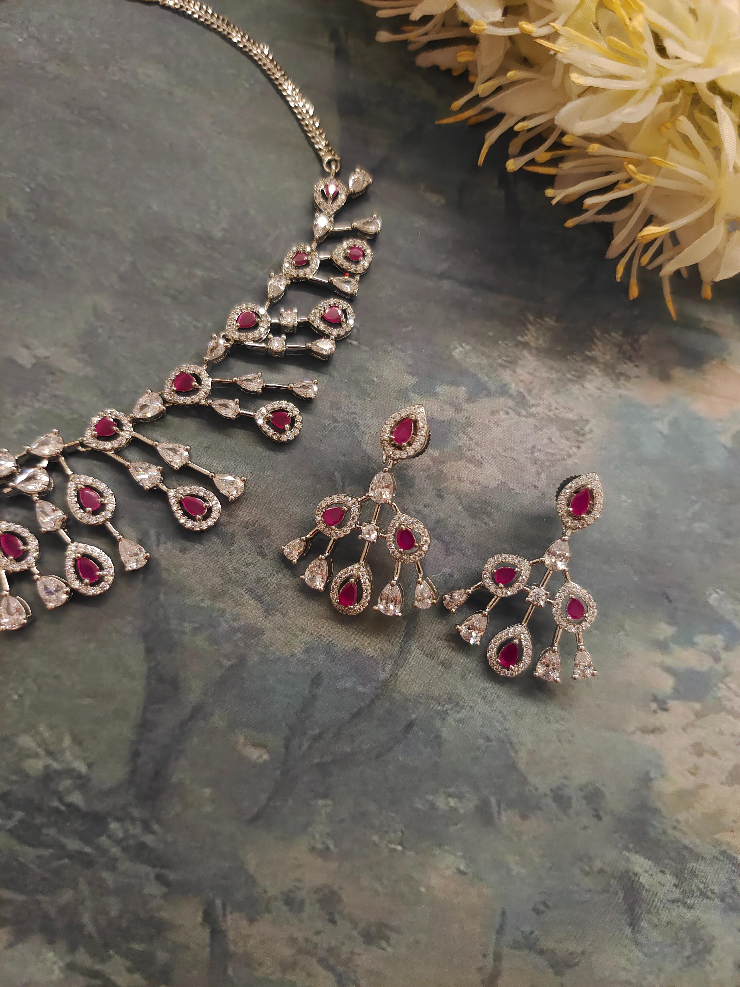 Naira CZ Diamond Necklace Set