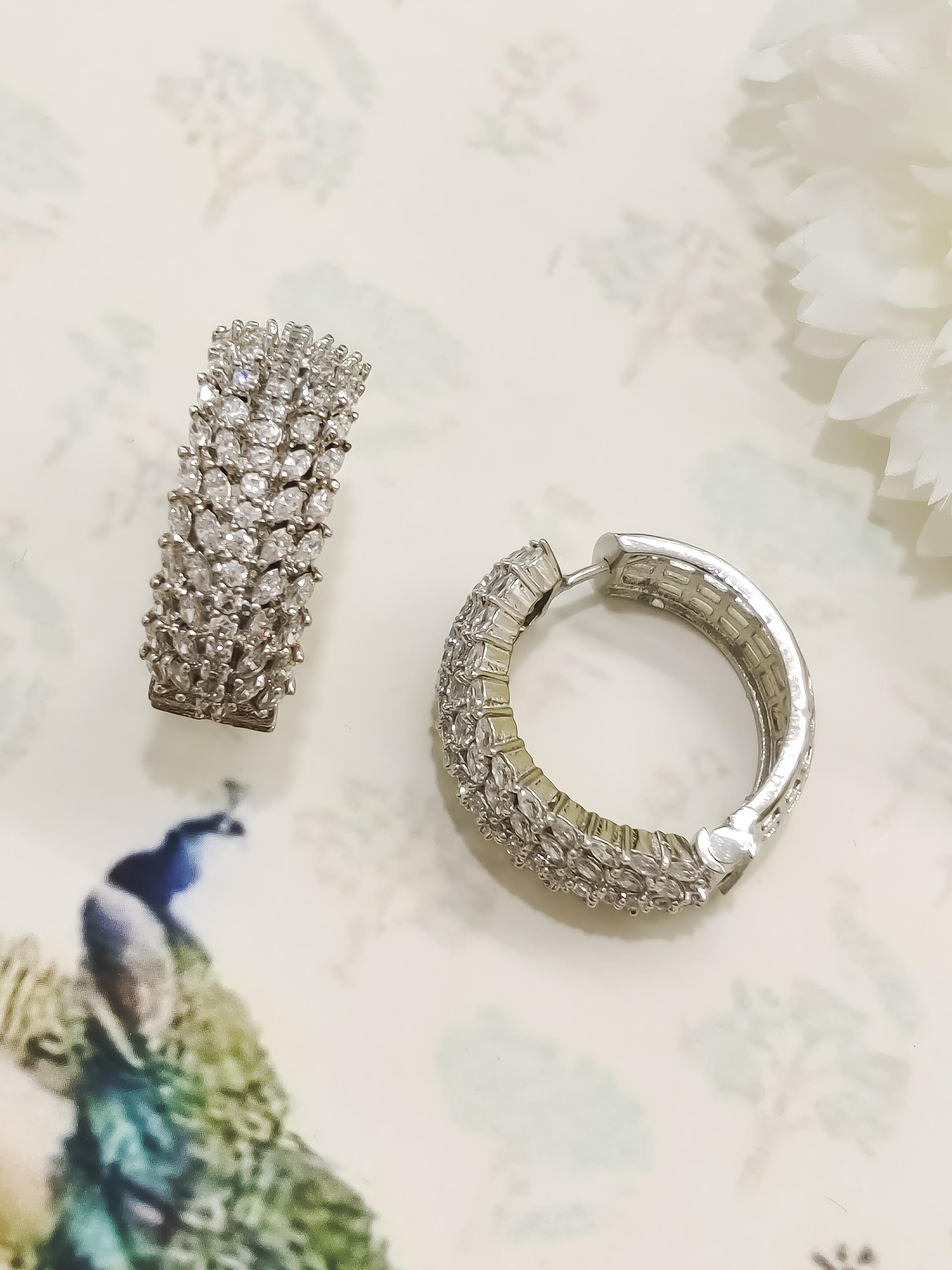 Two Line CZ Hoop Earrings 