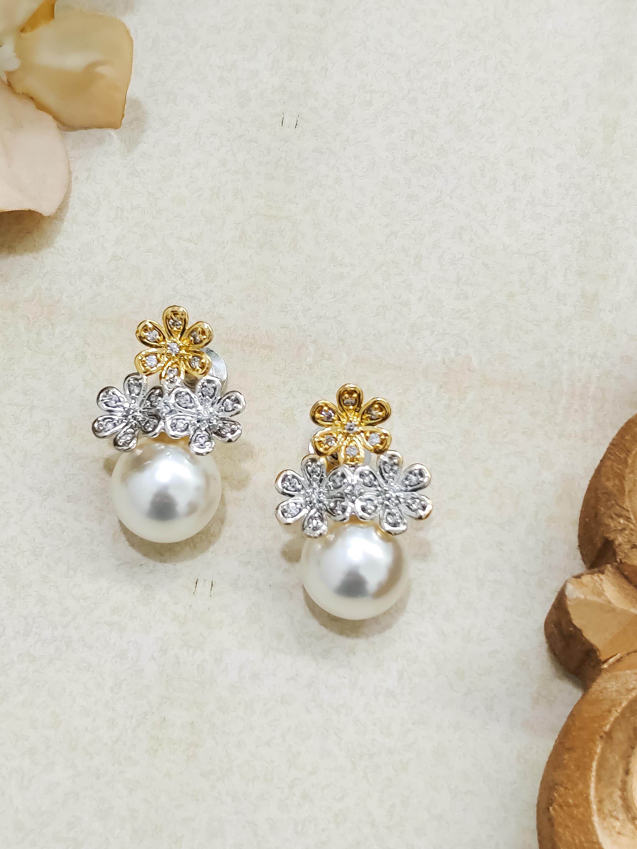 Niharika CZ Pearl Earrings
