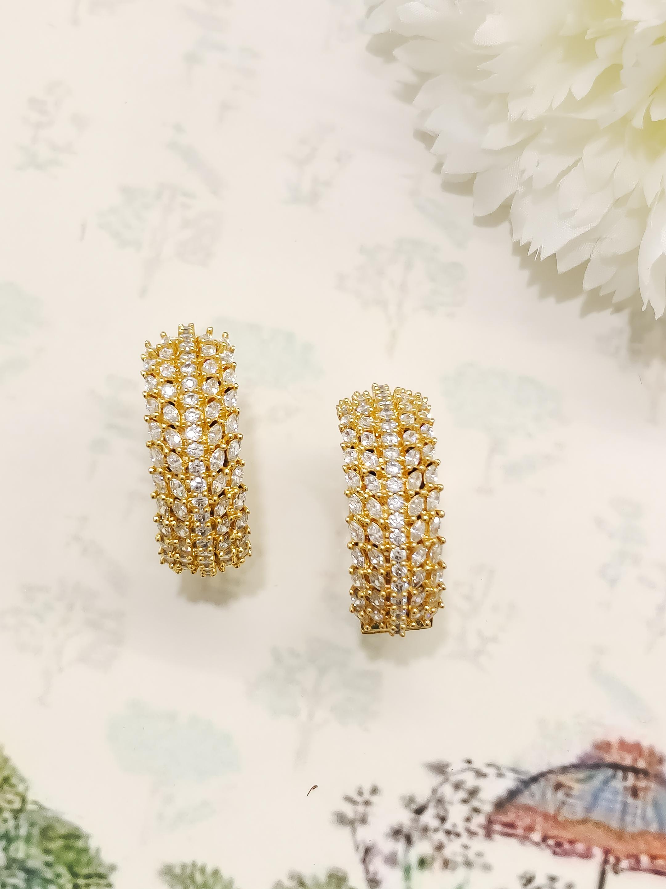 Two Line CZ Hoop Earrings 