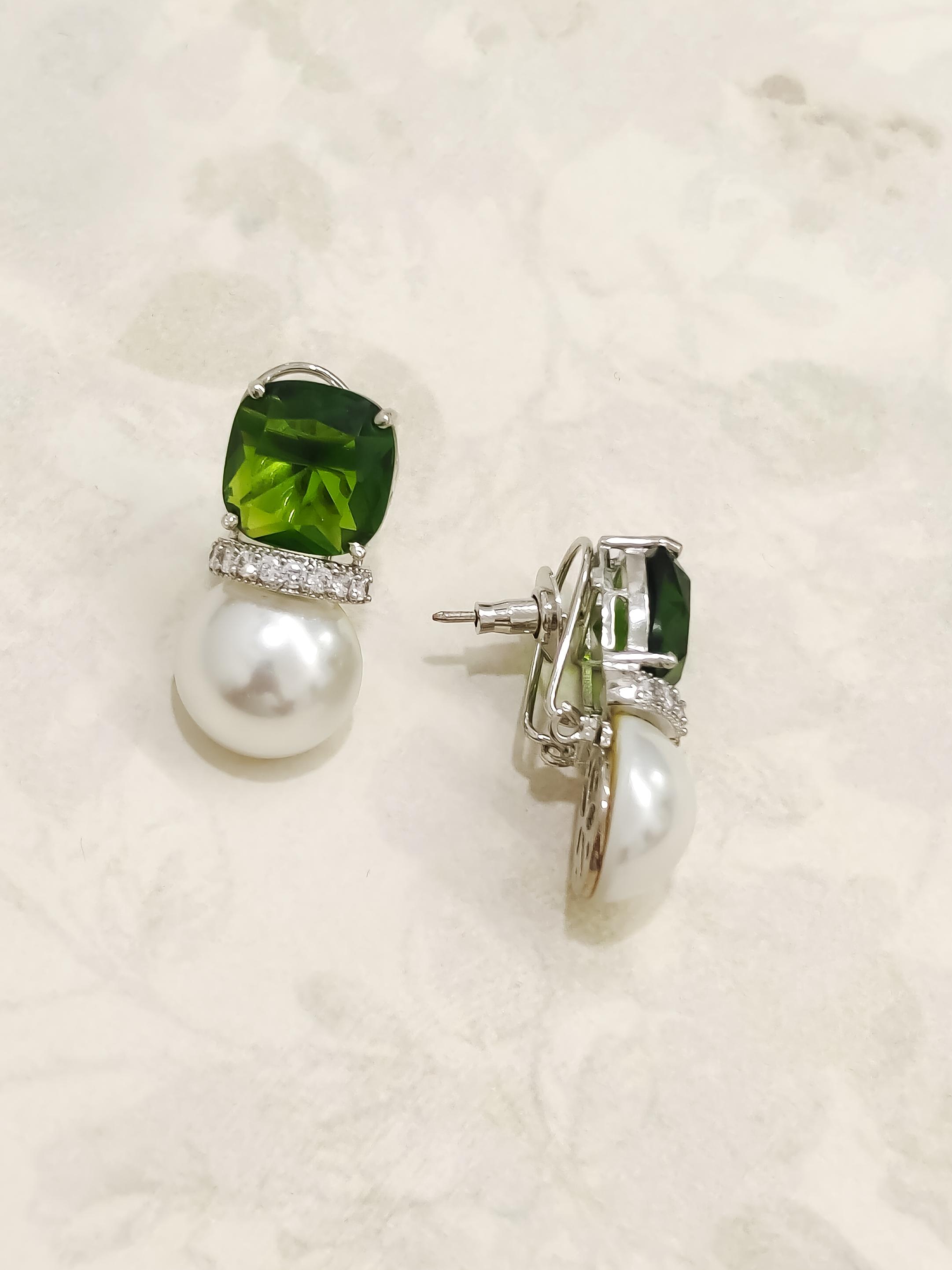 Colourful Pearl CZ Earrings