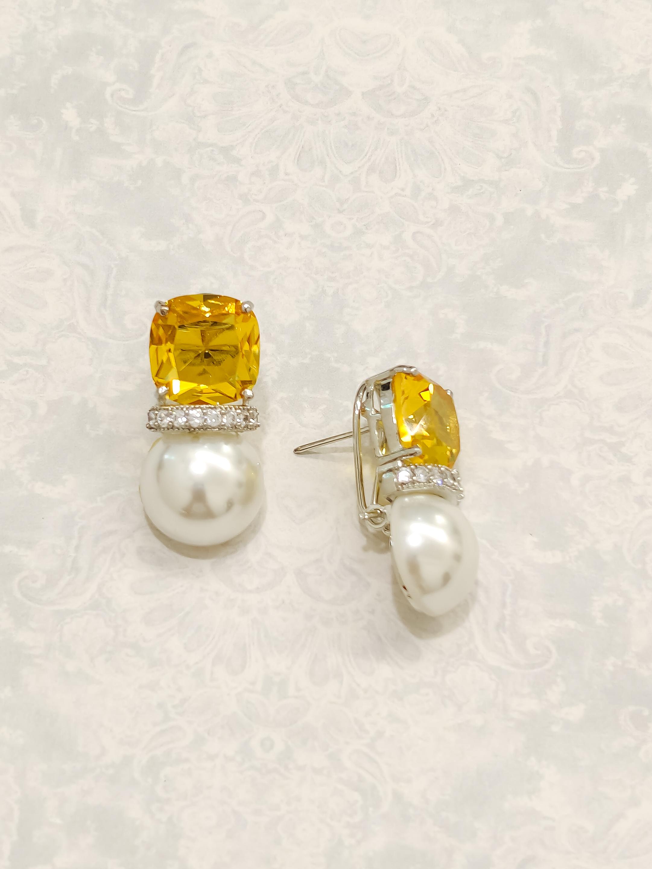 Colourful Pearl CZ Earrings