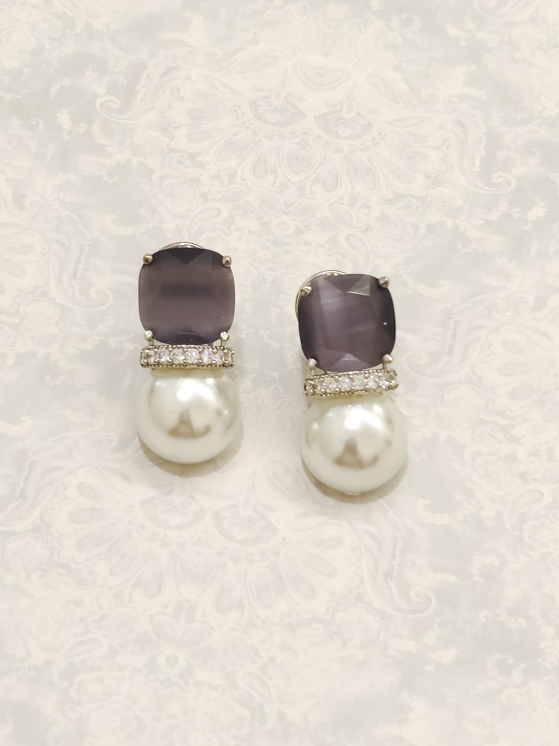 Colourful Pearl CZ Earrings