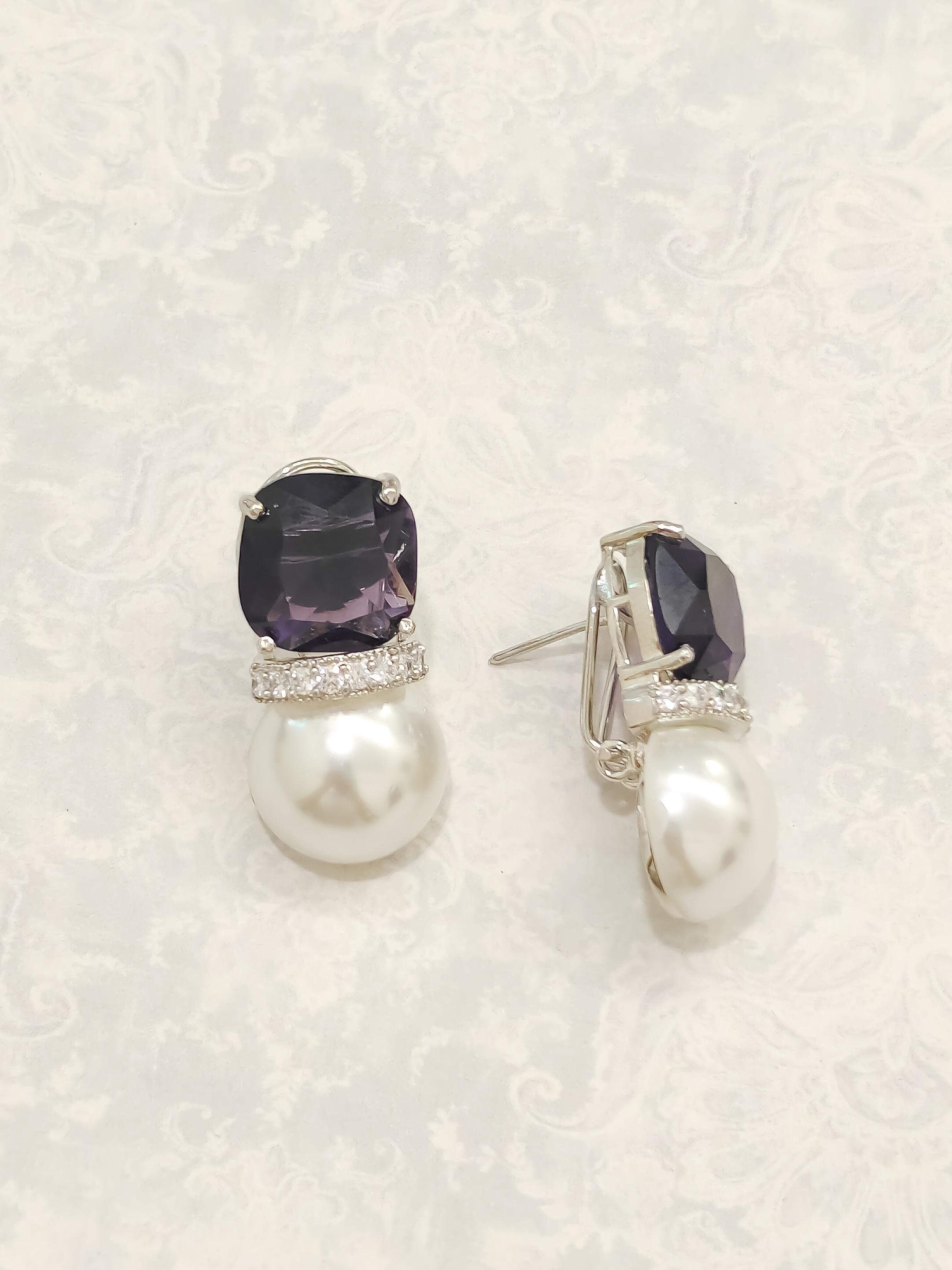 Colourful Pearl CZ Earrings
