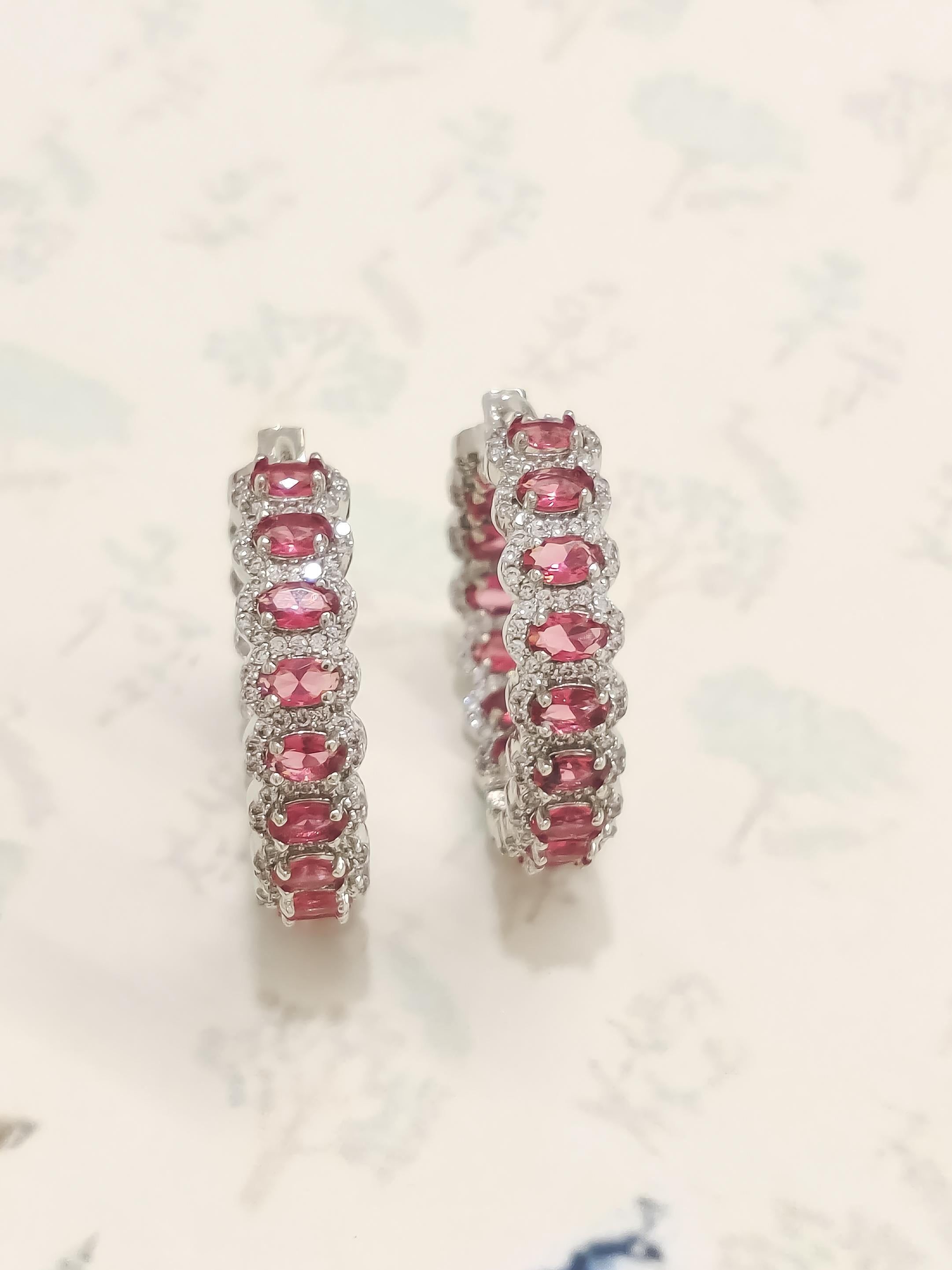 Colorful Hoop CZ Earrings