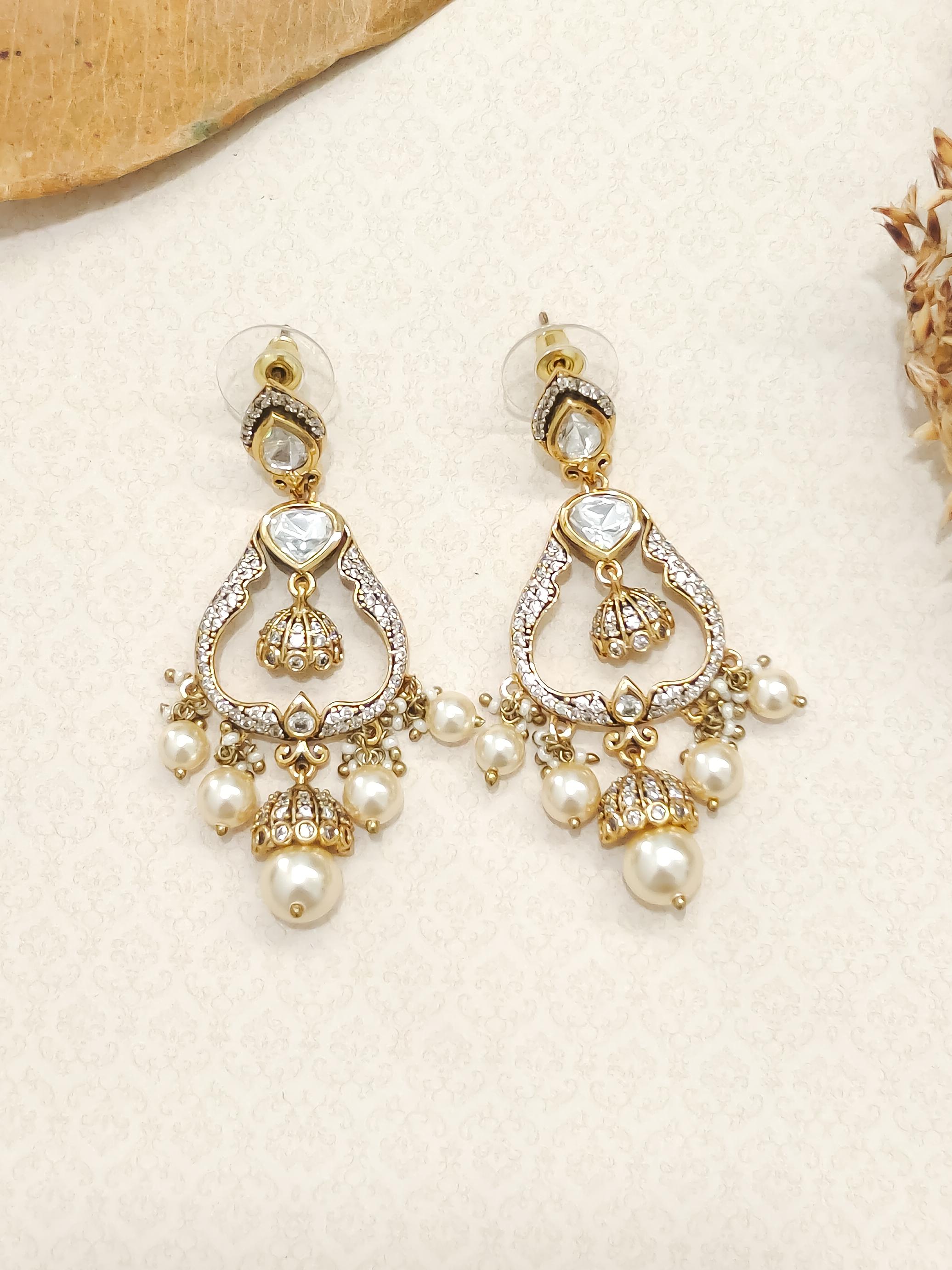 Rhea Pearl Kundan Earrings