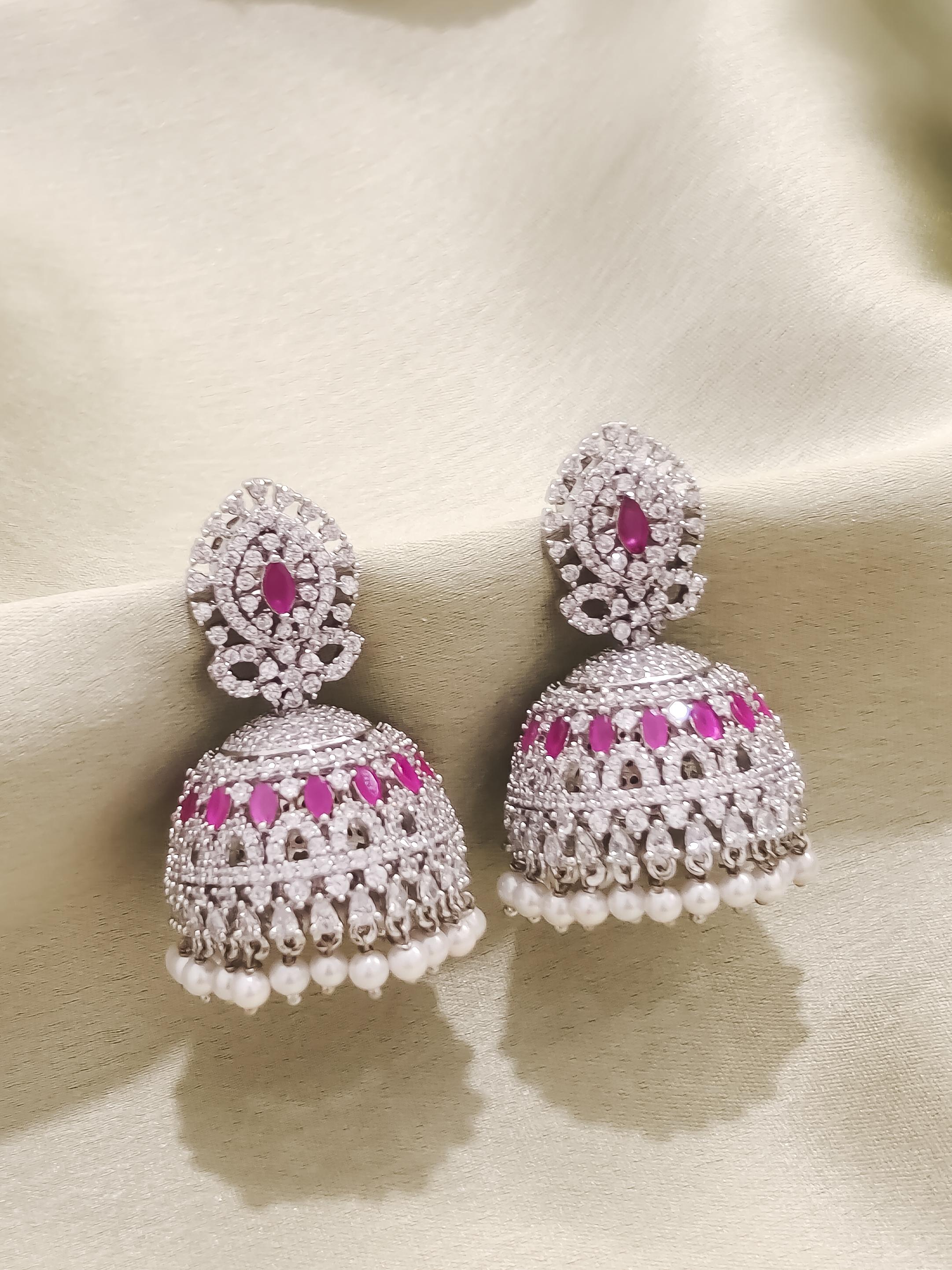 Ritzy CZ Jhumka Silver