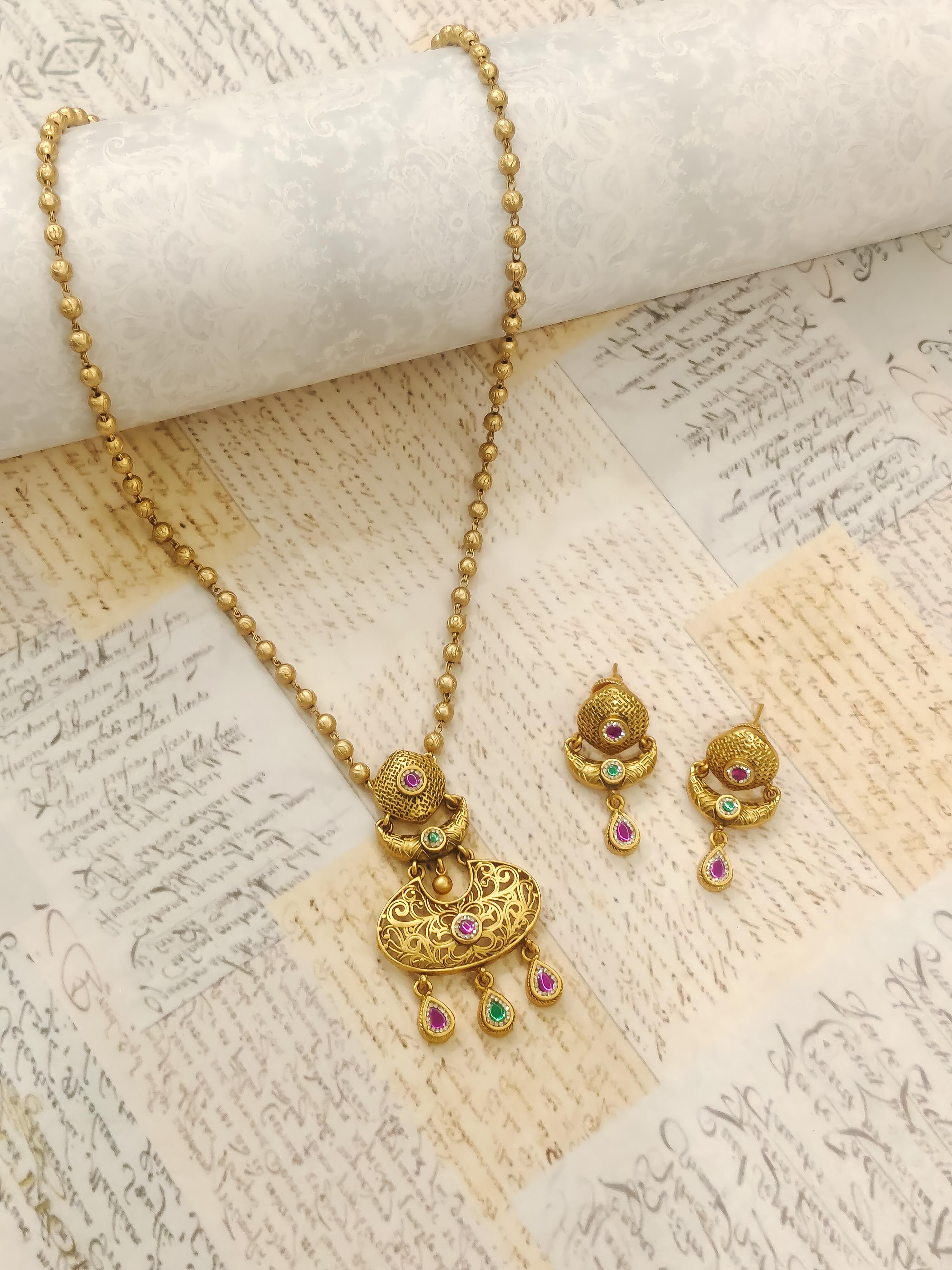 Bhavika Temple Pendant Set