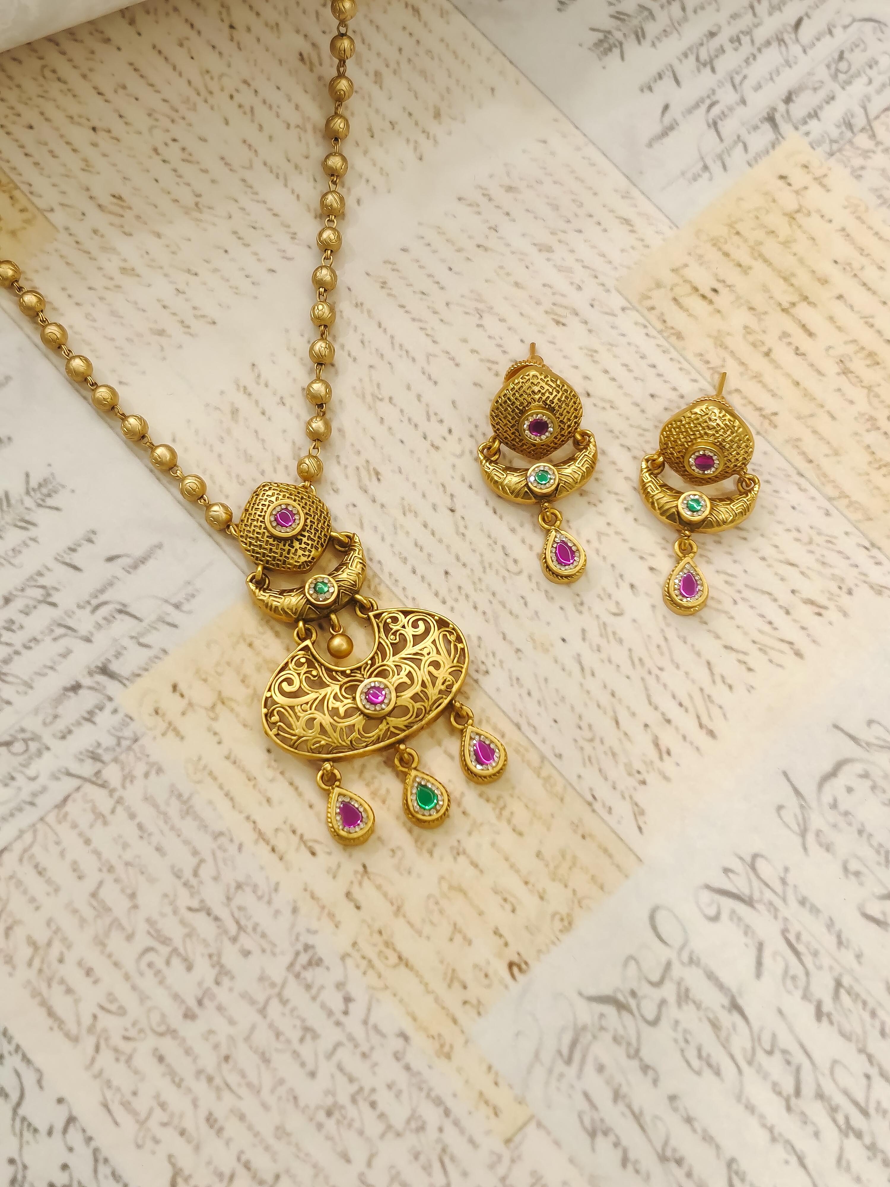 Bhavika Temple Pendant Set
