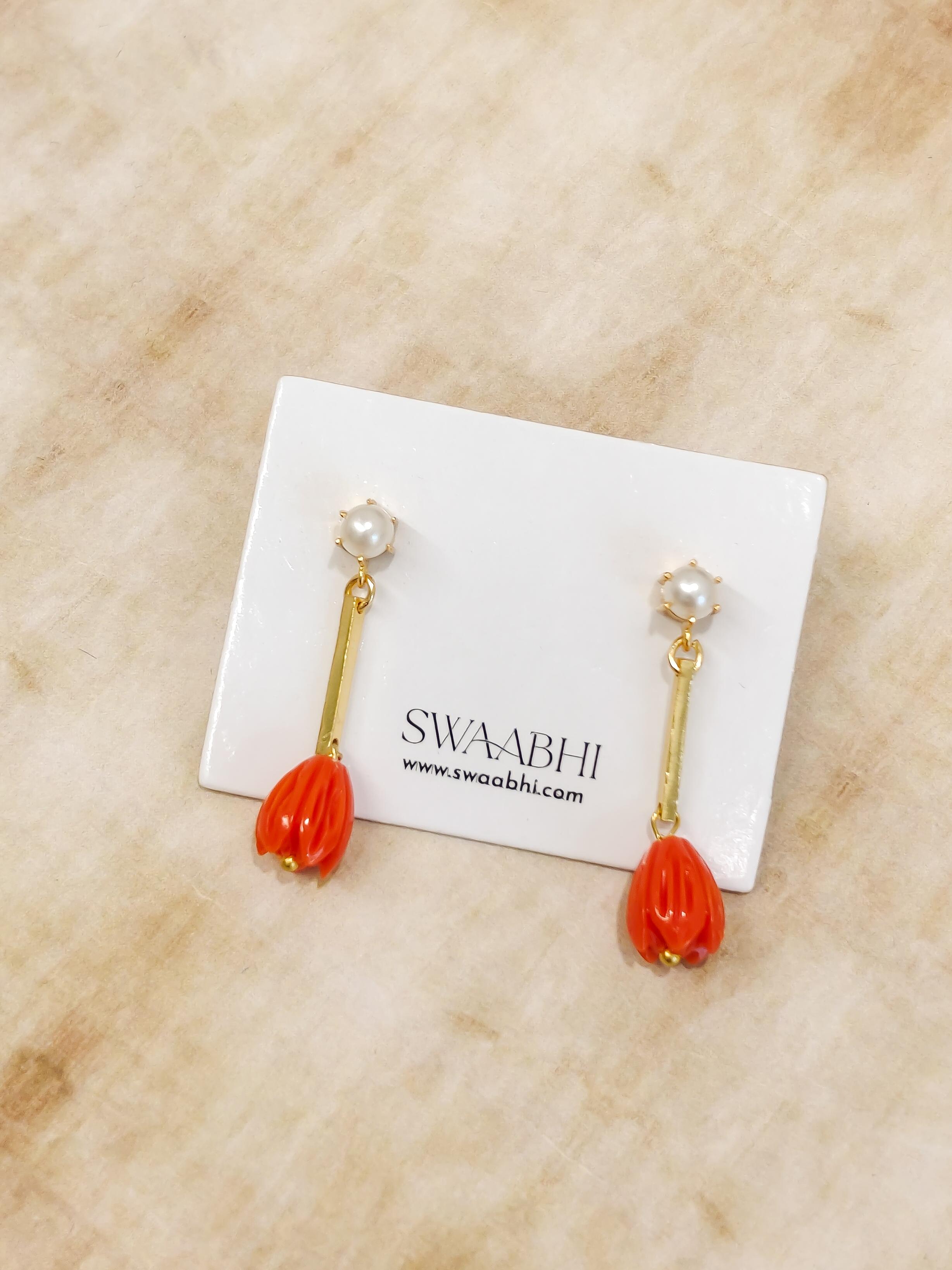 Pearl Tulip Dangler Earrings