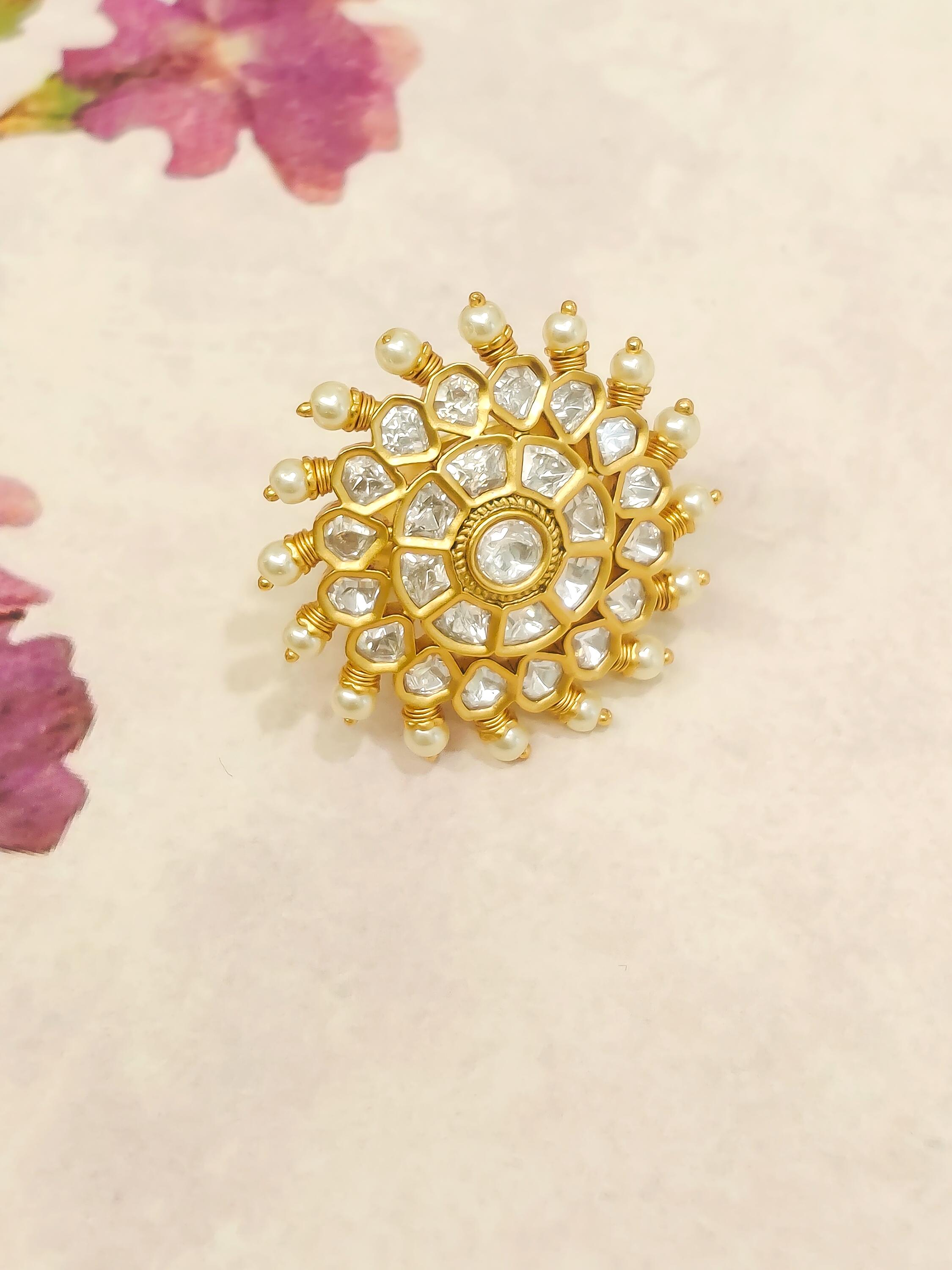 Designer Pearl & Kundan Ring