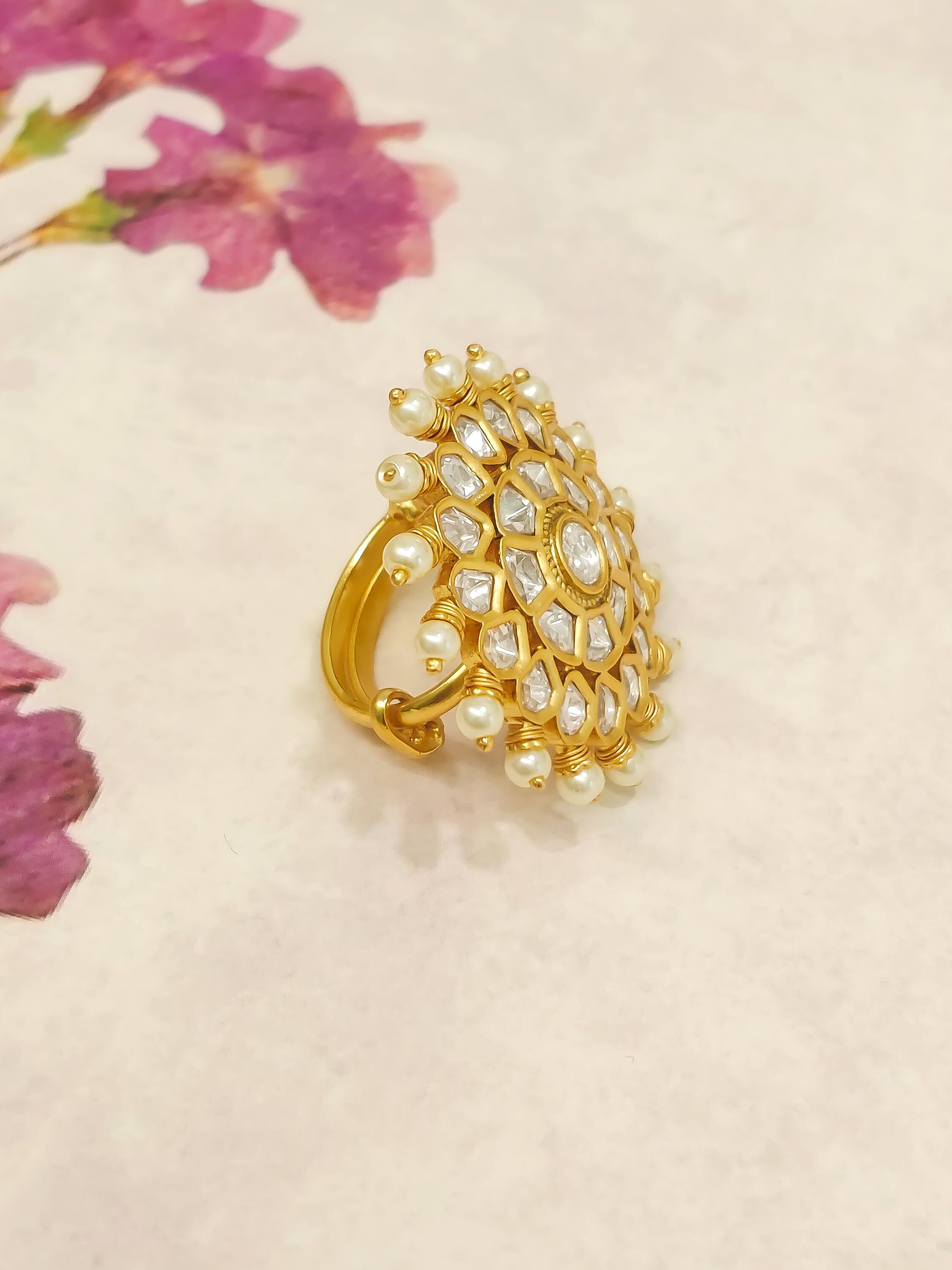 Designer Pearl & Kundan Ring