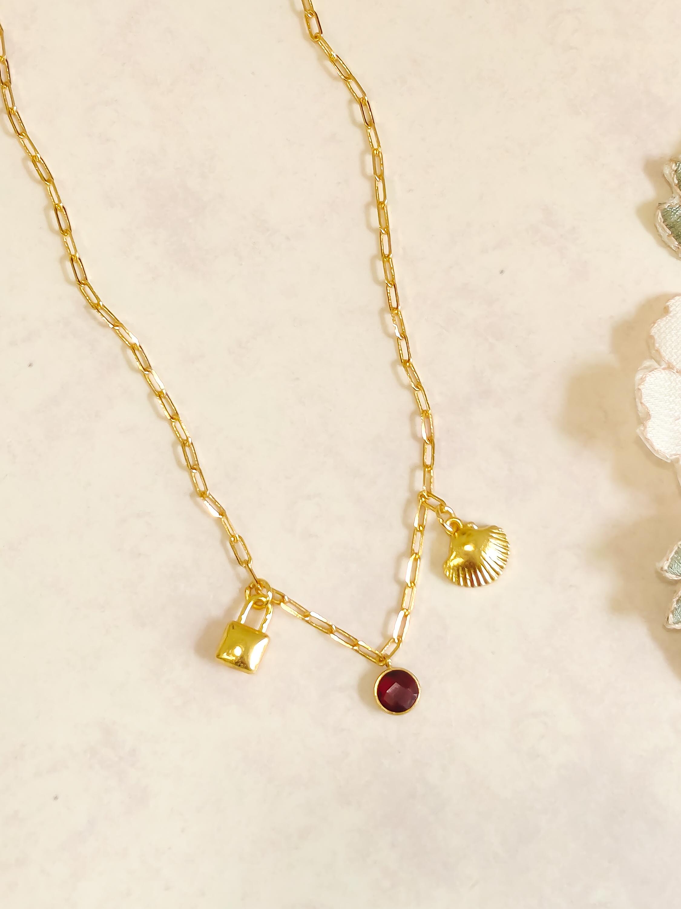 Lock Sea Shell Charm Necklace