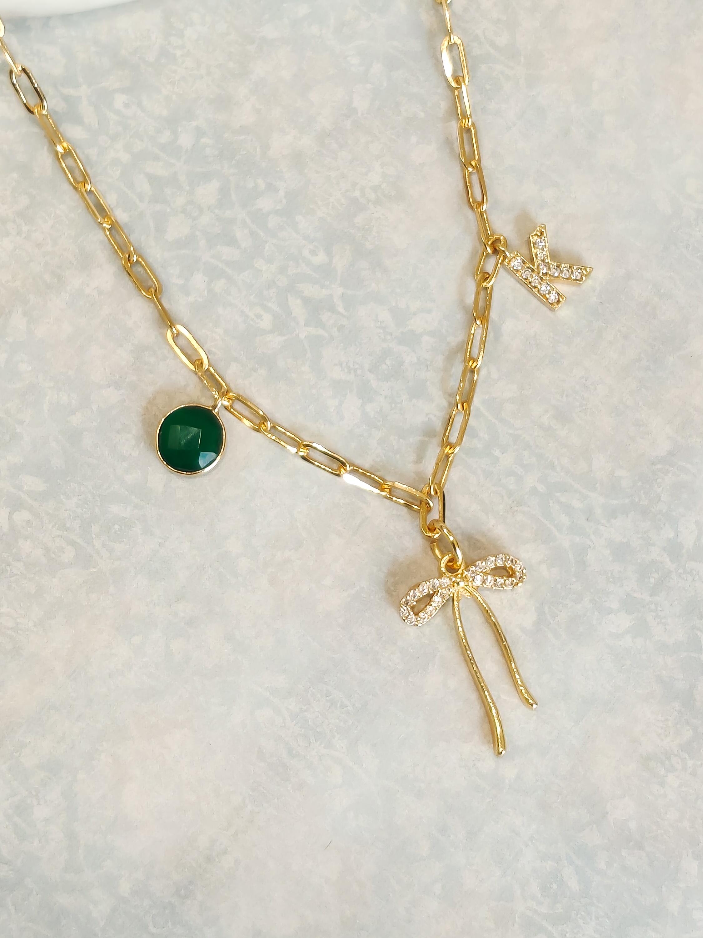 K Alpa Bow Charm Necklace
