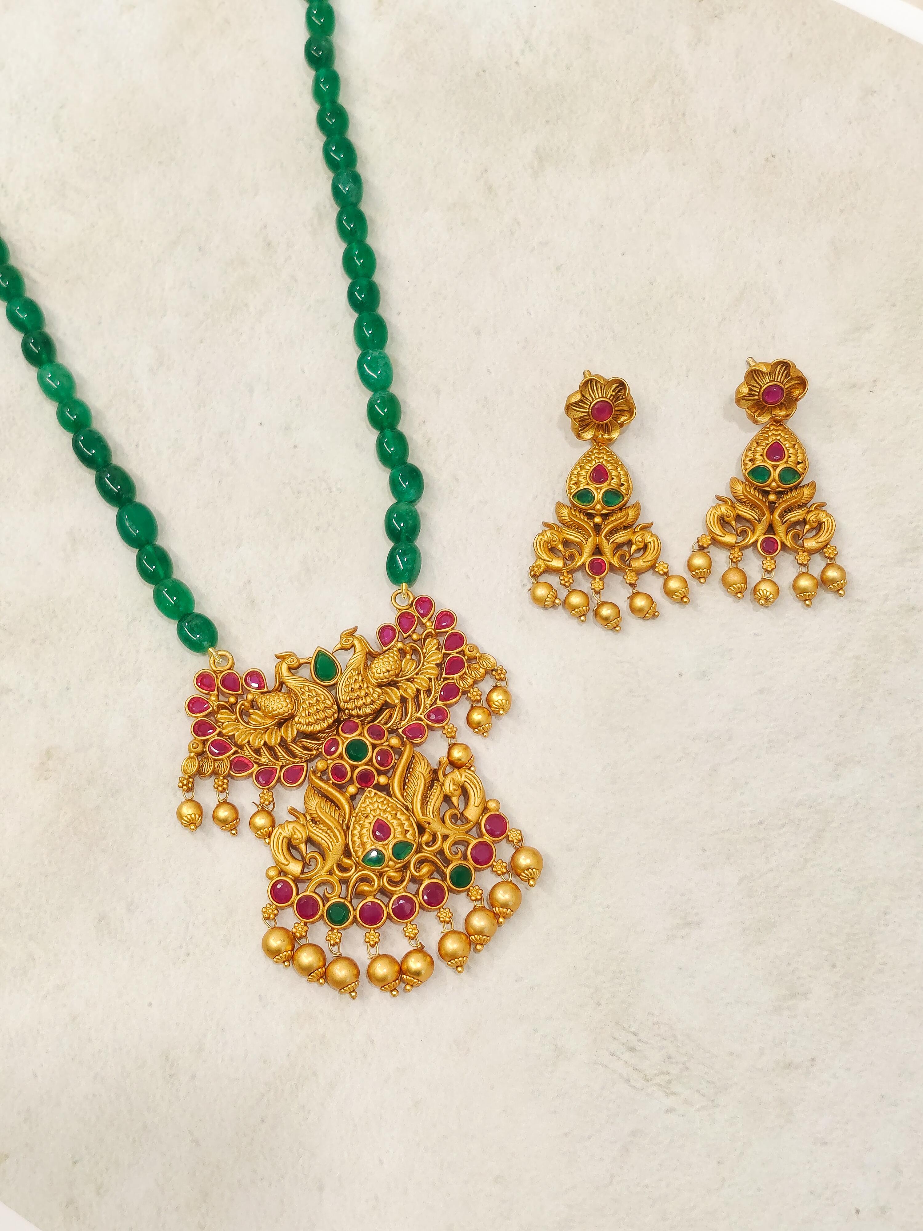 Mayuri Beaded Temple Necklace Set