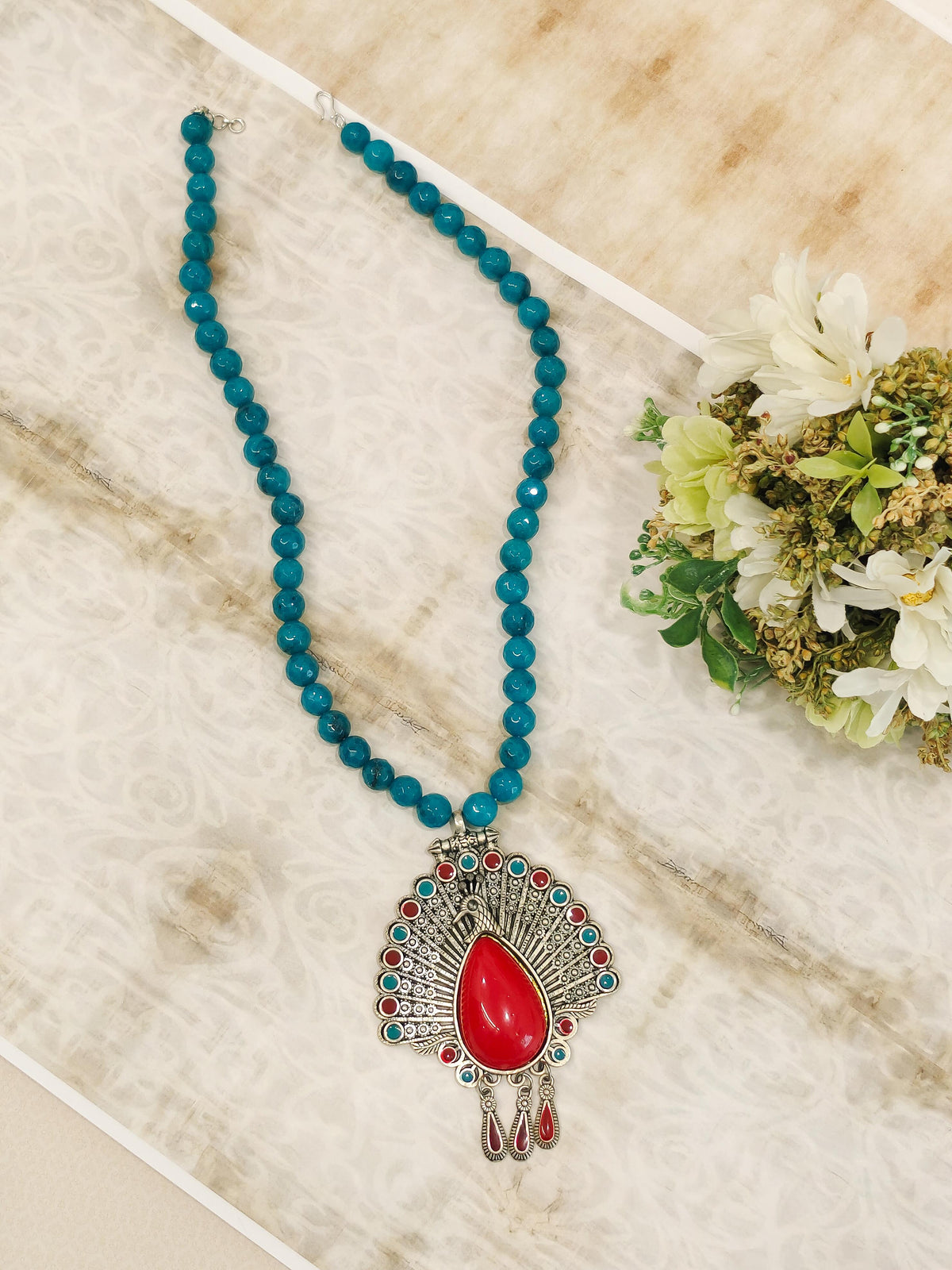 Ethnic Turquoise Beads Necklace