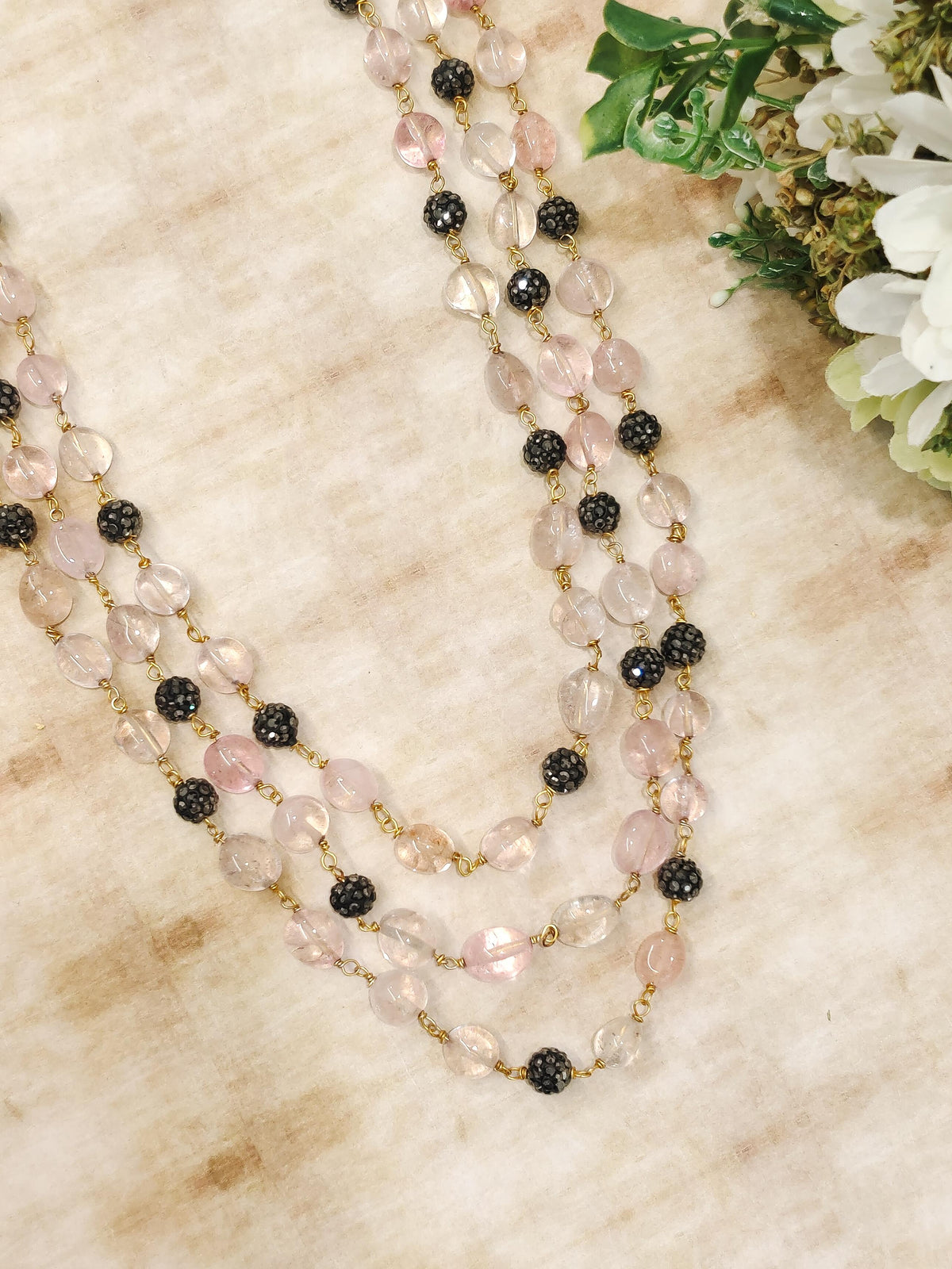 Quartz Beaded Layered Necklace