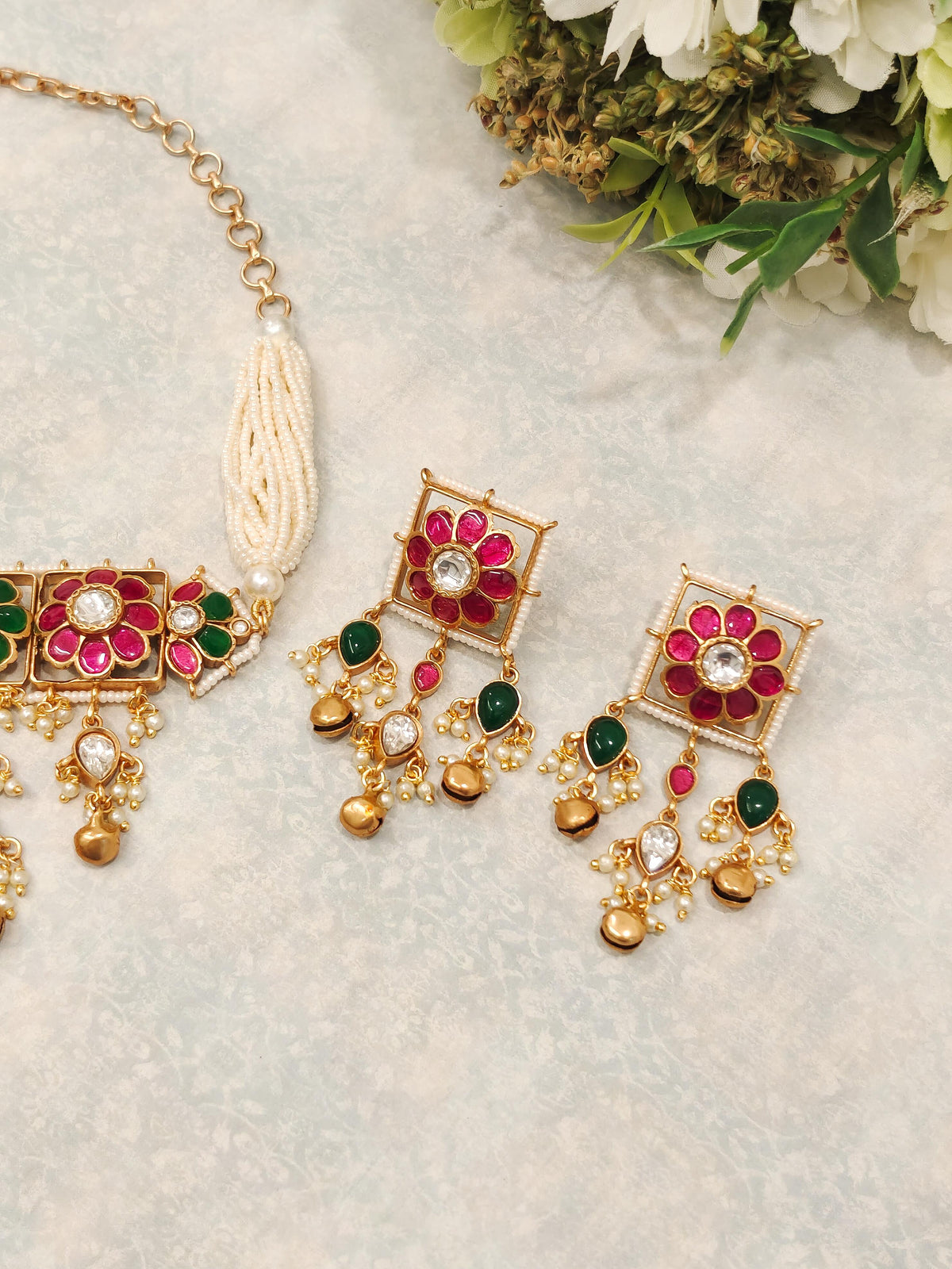 Kashvi Pearl Temple Necklace